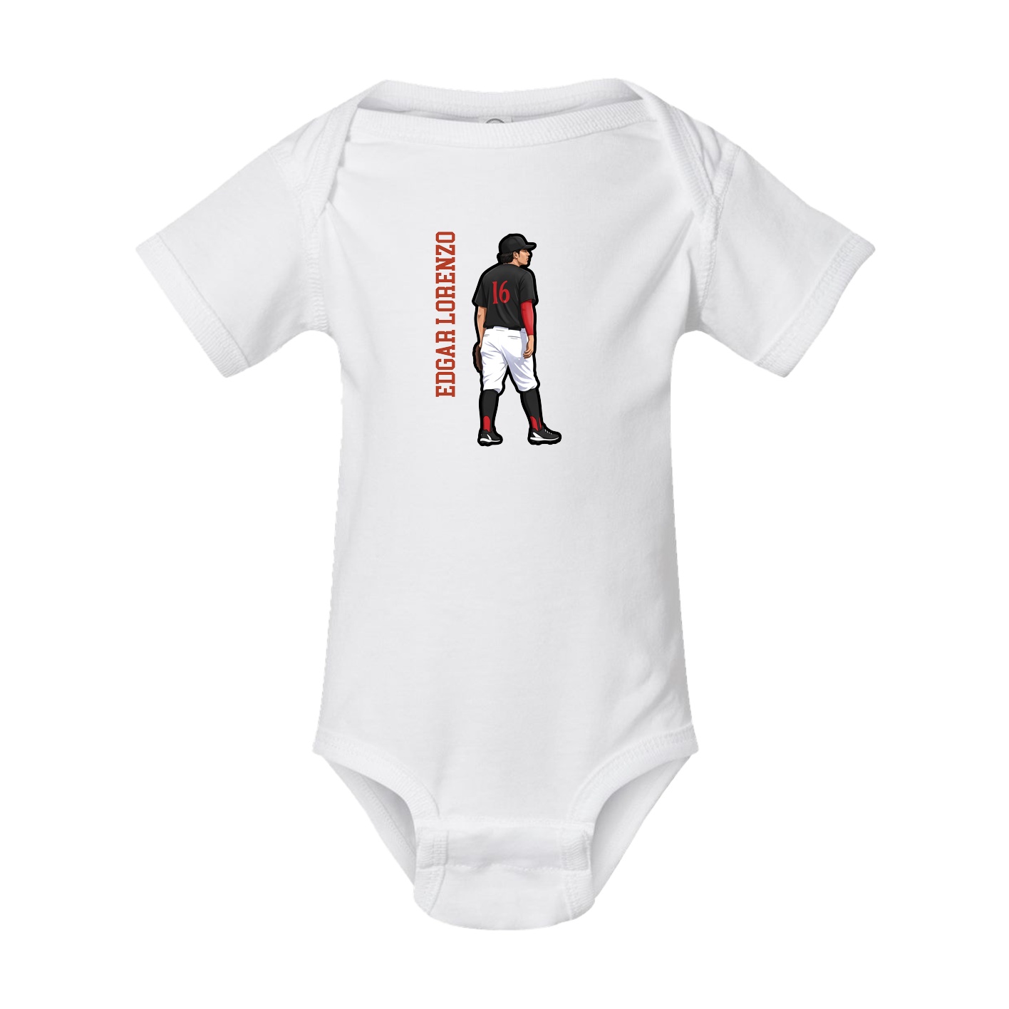 Baby Onesie — Name Vertical in White