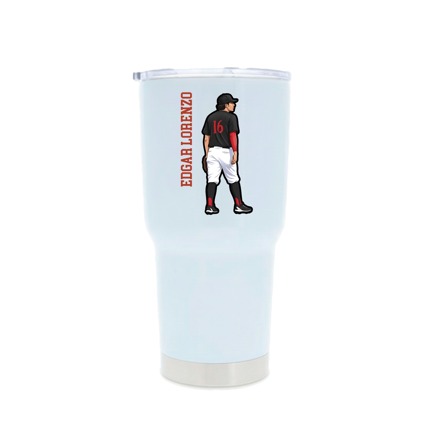 30oz Stainless Steel Tumbler — Name Vertical in White