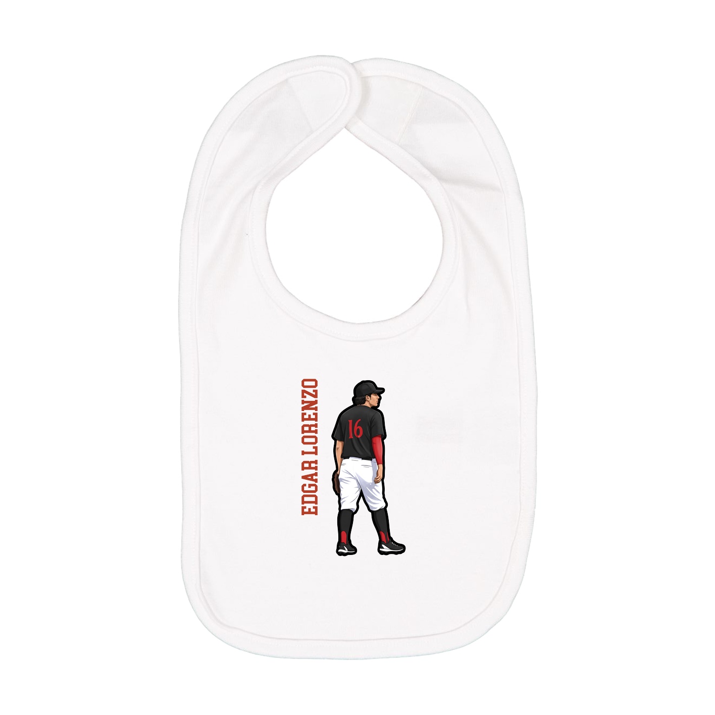Infant Bib — Name Vertical in White