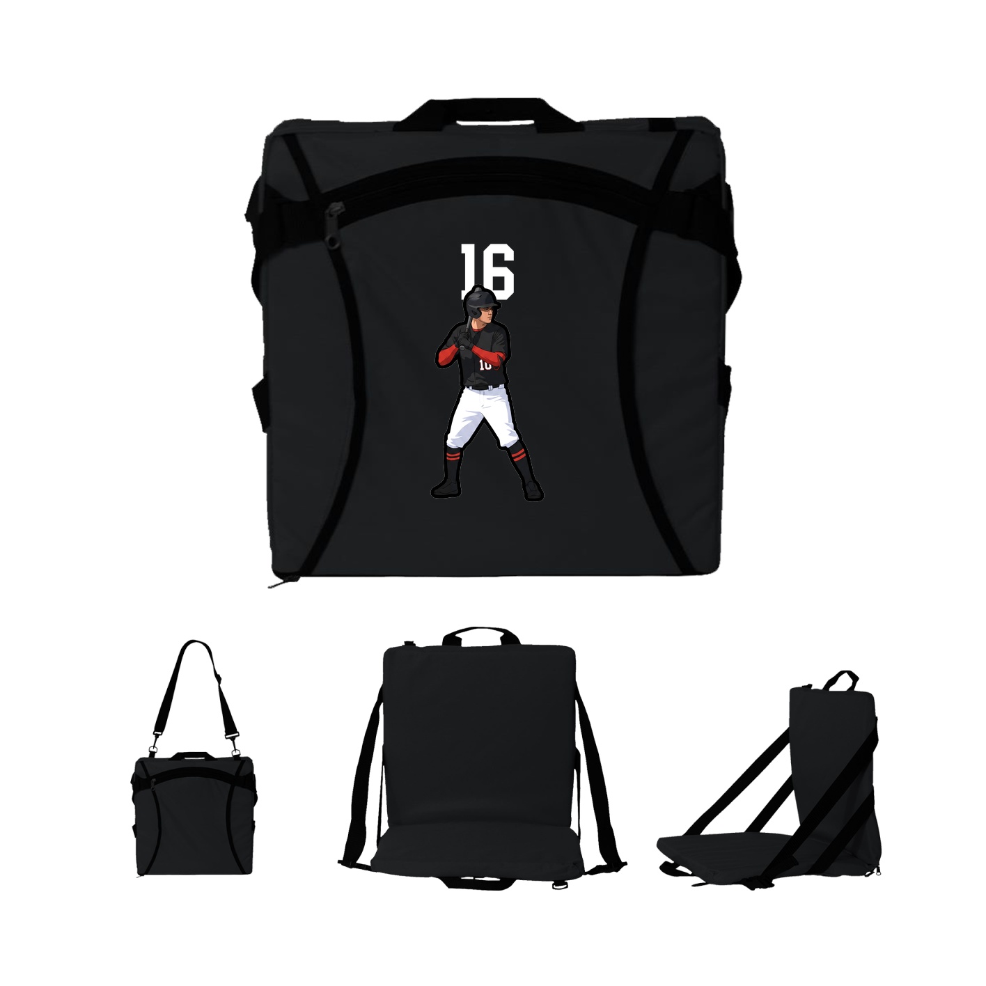 Folding Stadium Seat — Number Top in Black