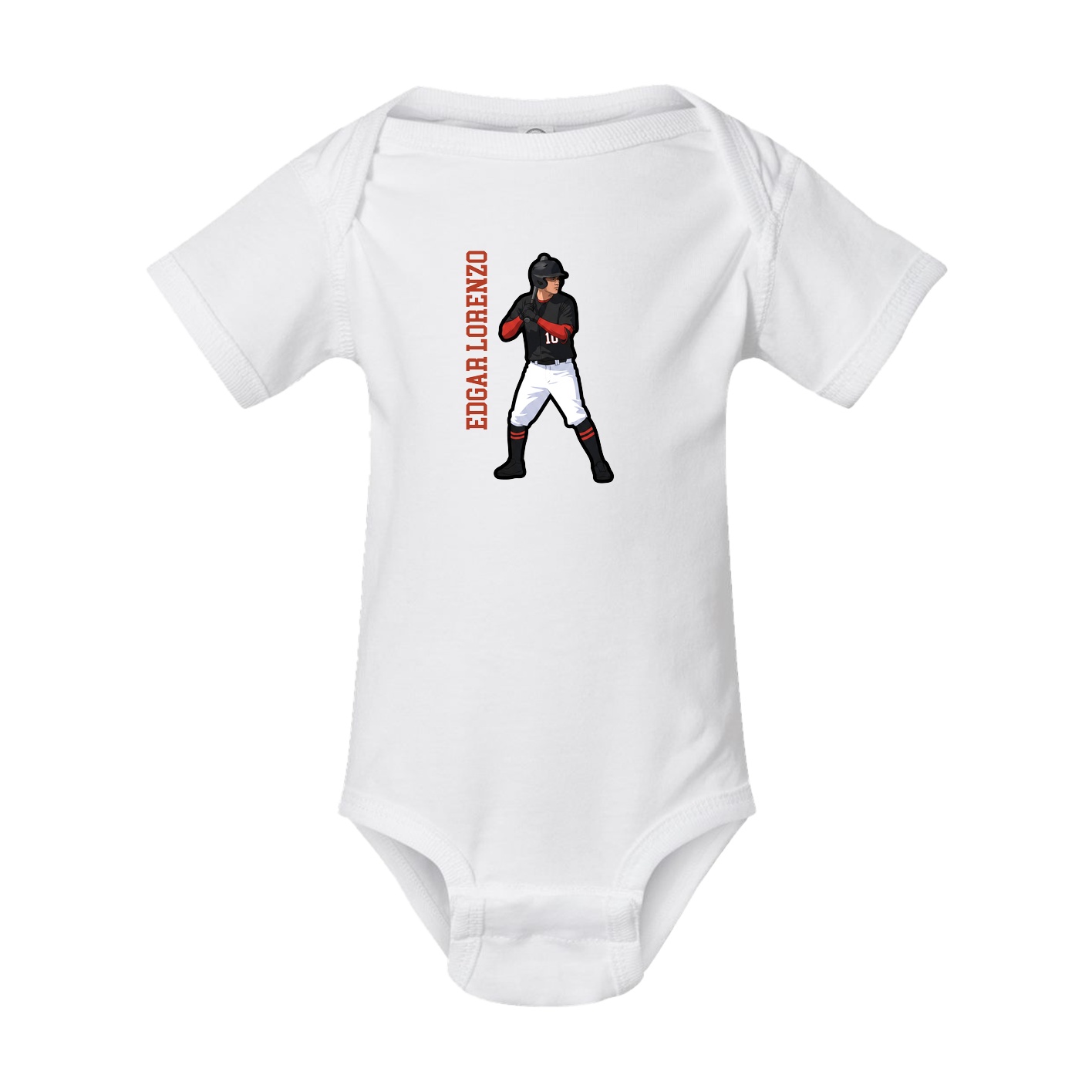 Baby Onesie — Name Vertical in White