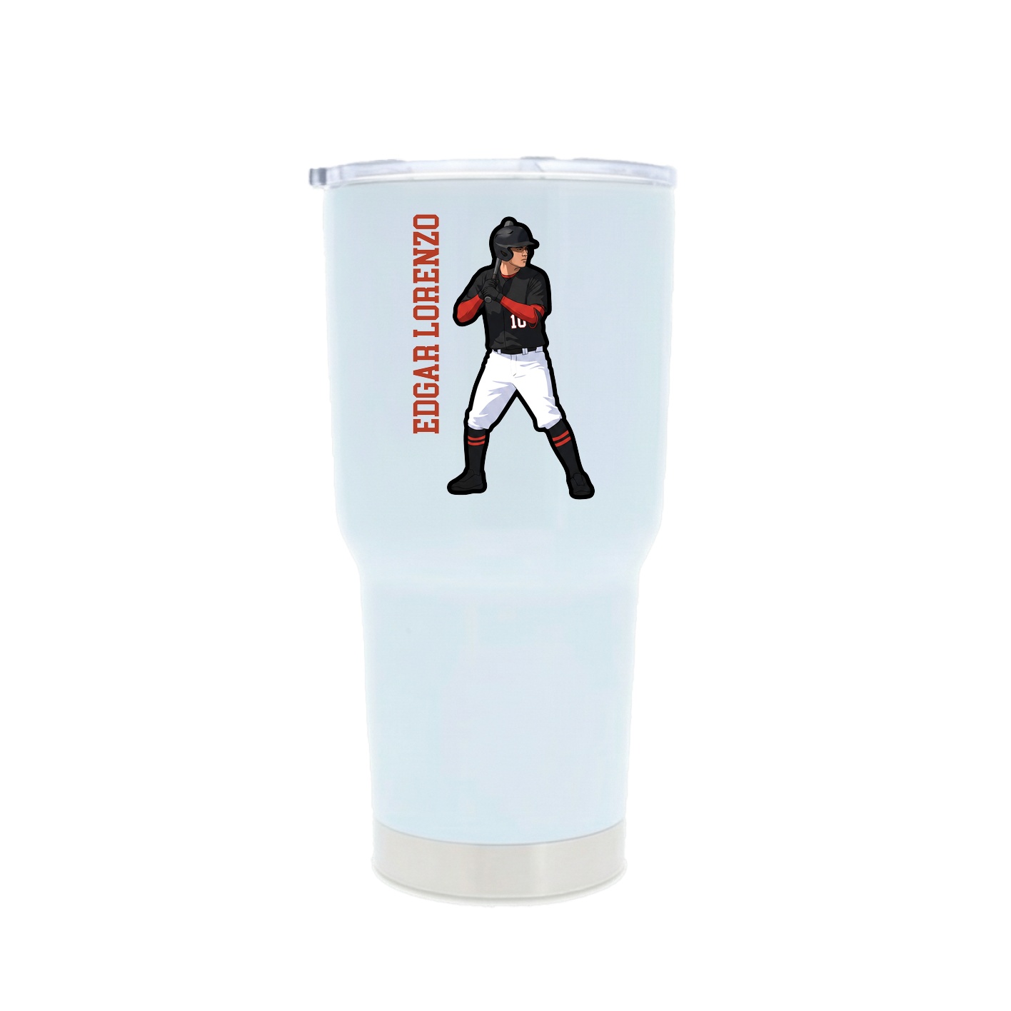 30oz Stainless Steel Tumbler — Name Vertical in White