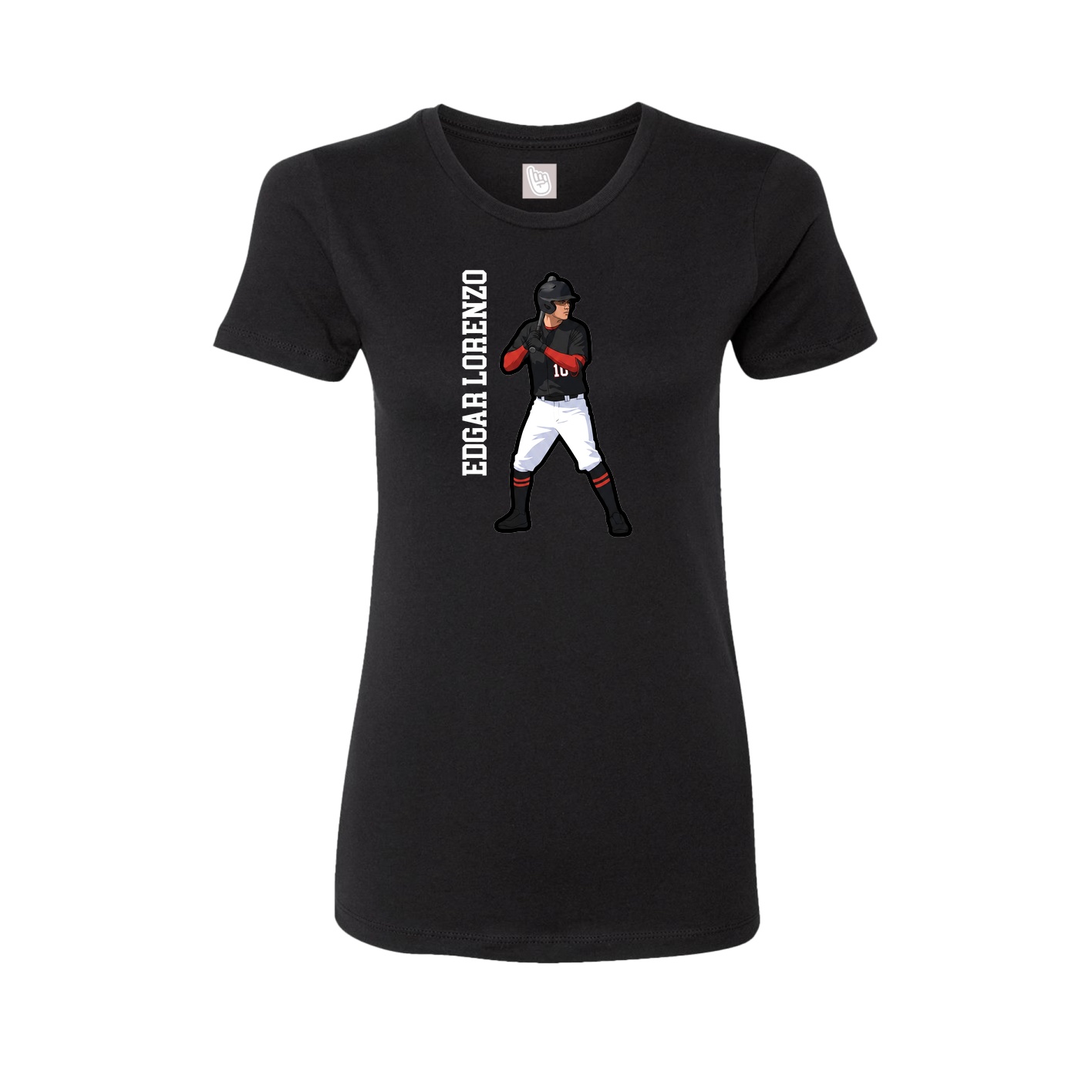Womens Tee — Name Vertical in Black