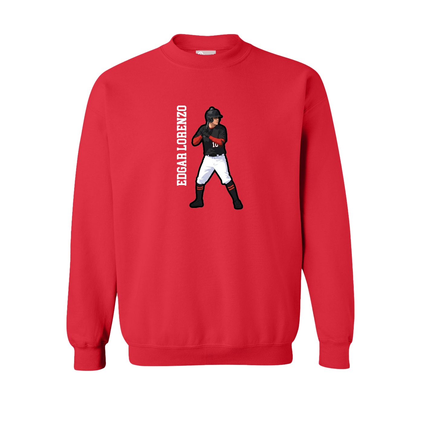 Fleece Crew — Name Vertical in Red