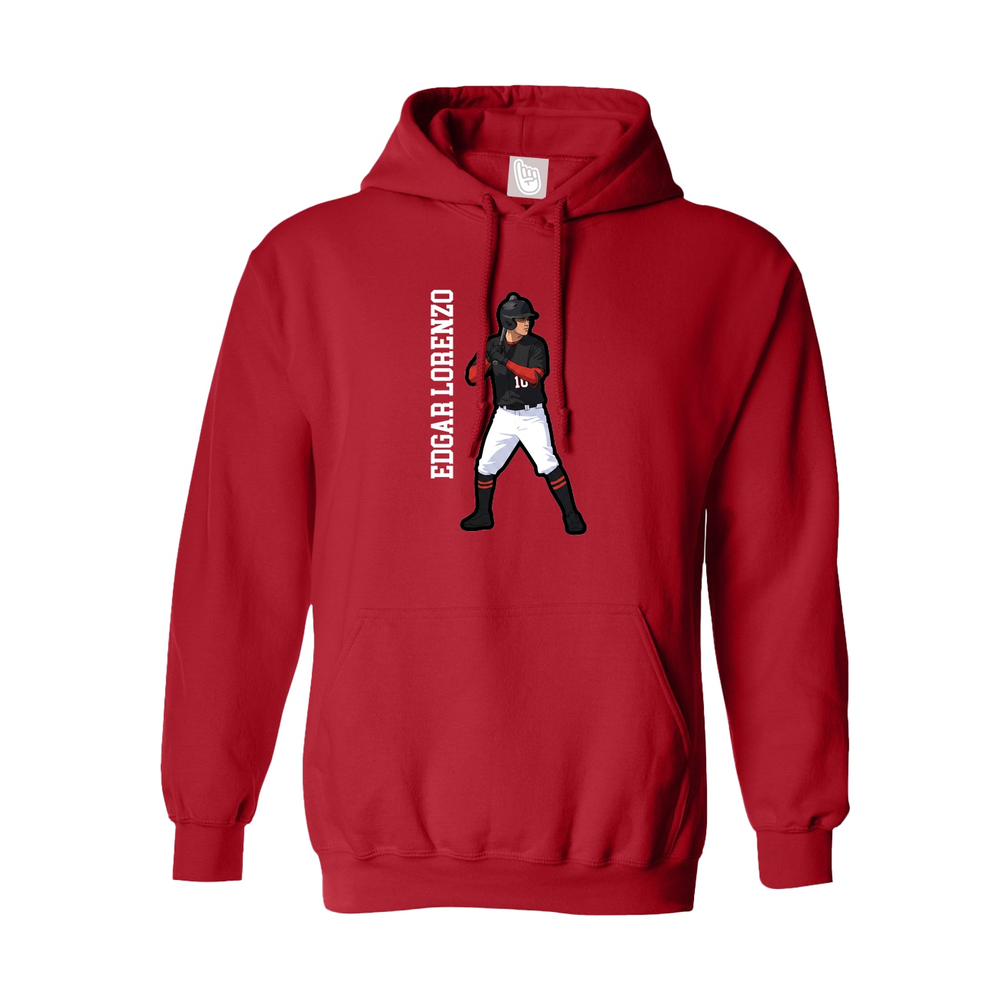 Youth Hoodie — Name Vertical in Red