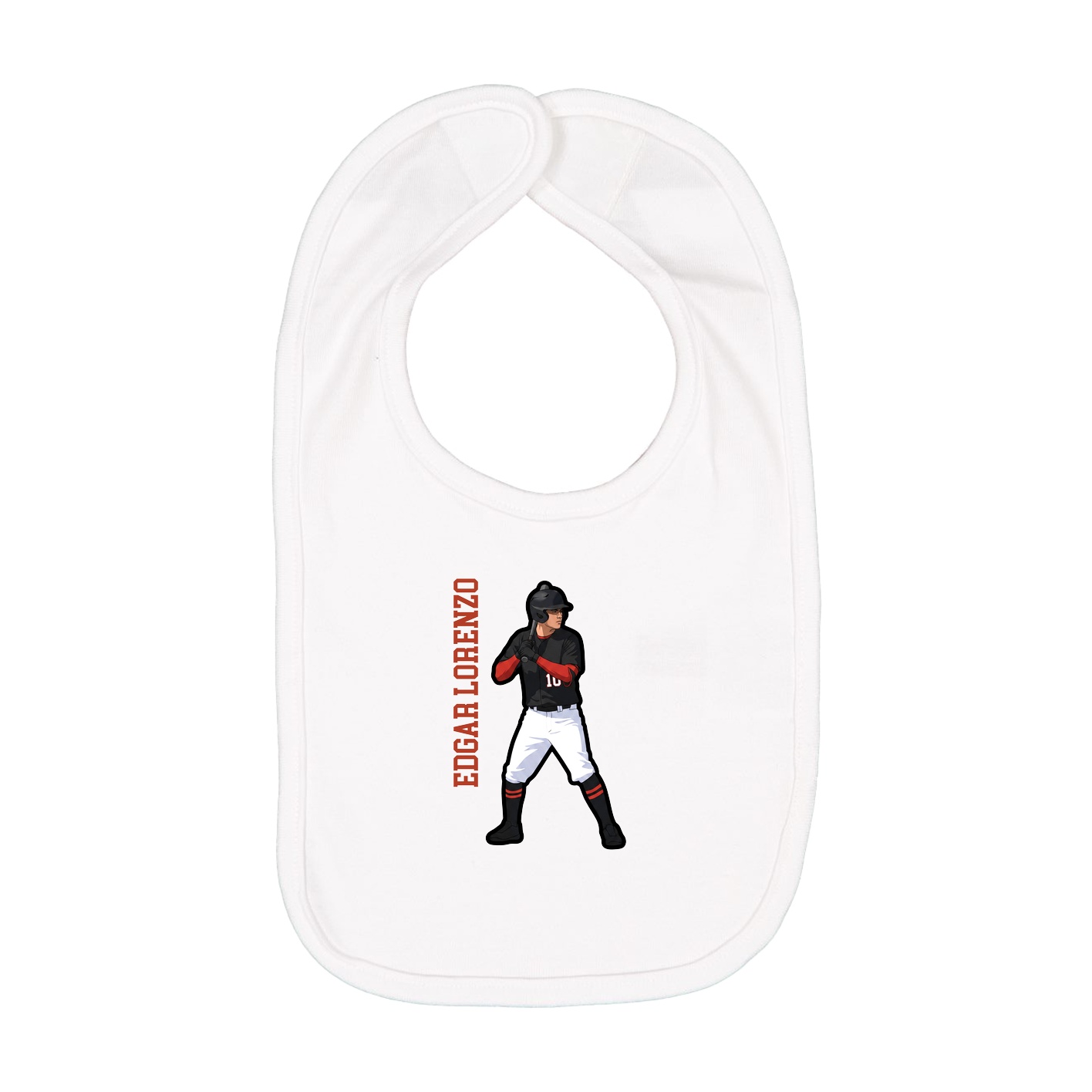Infant Bib — Name Vertical in White