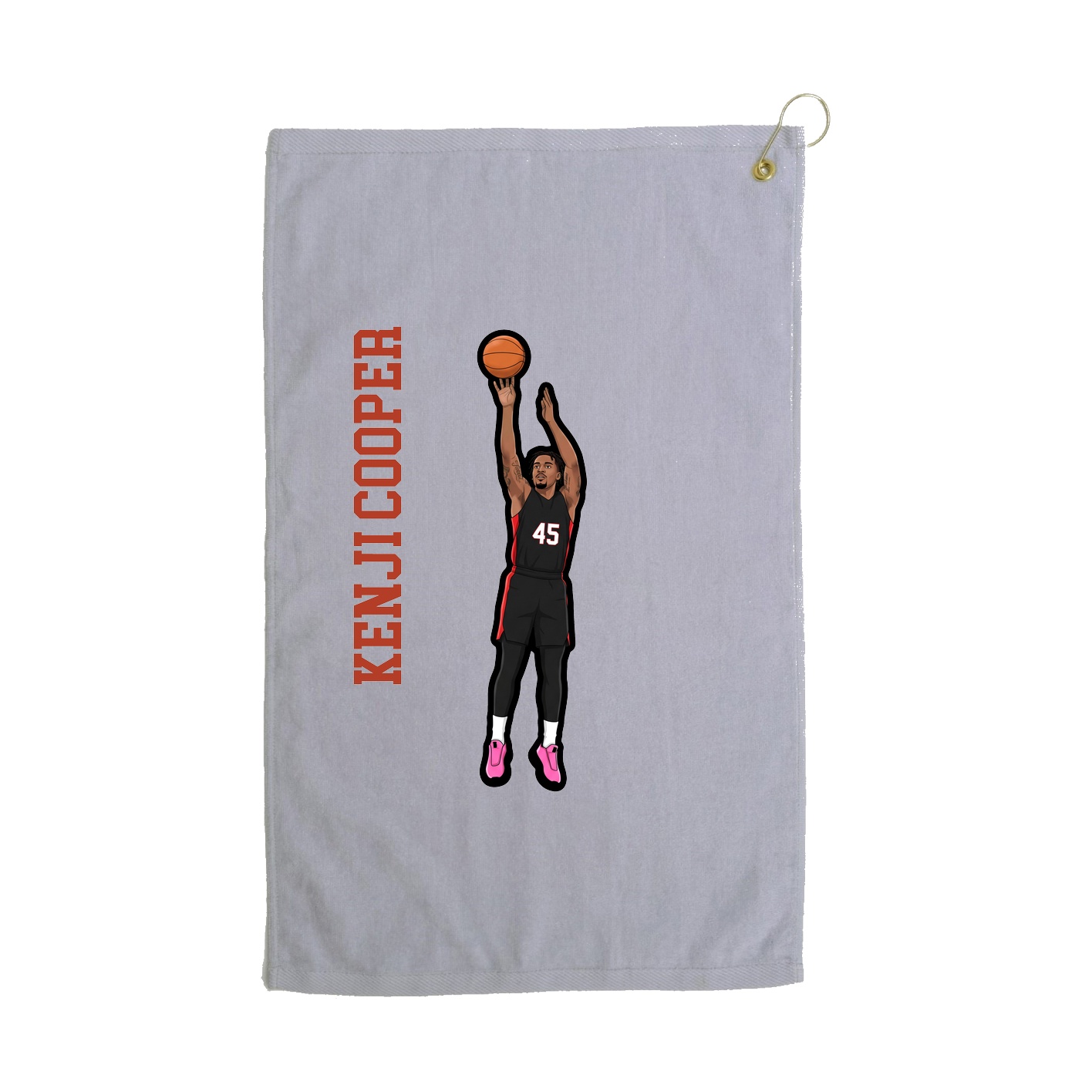 Golf Towel — Name Vertical in Grey