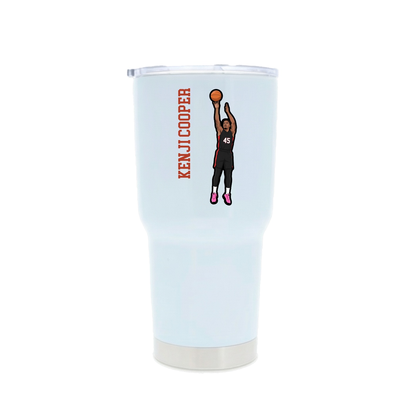 30oz Stainless Steel Tumbler — Name Vertical in White