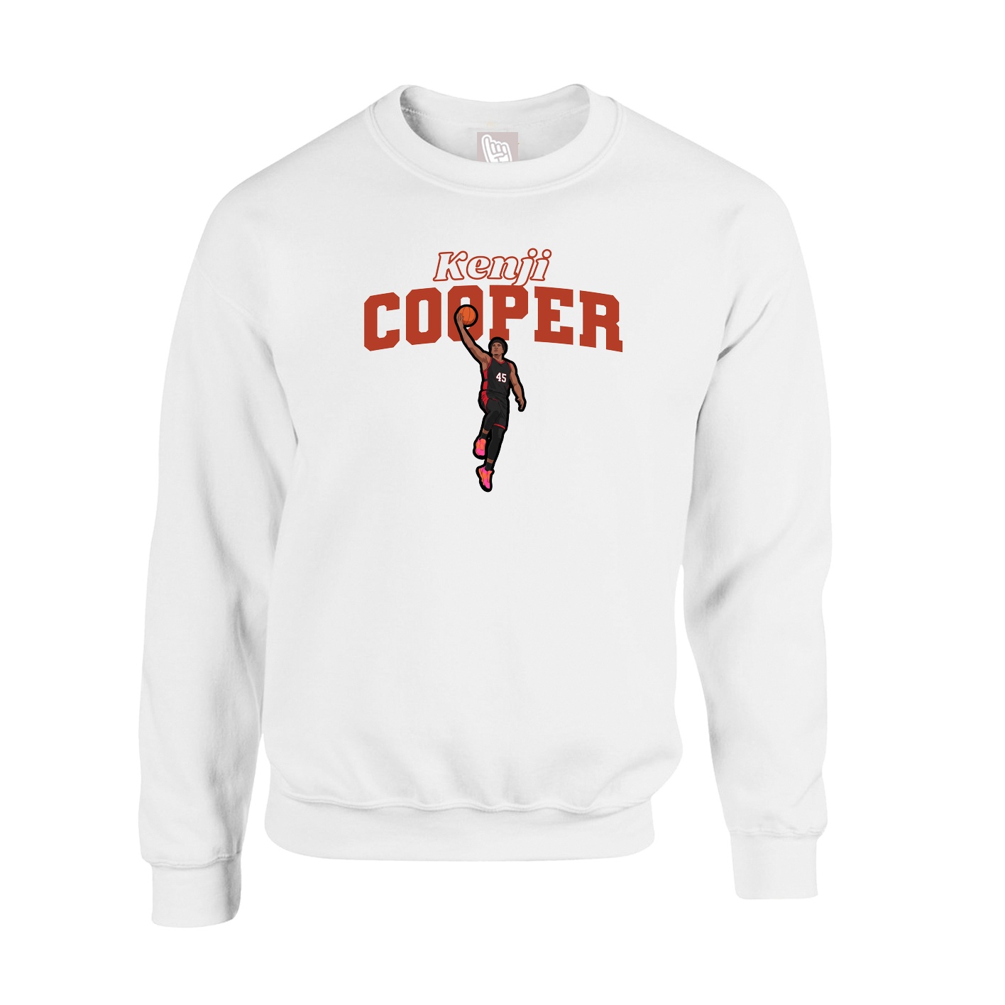 Fleece Crew — Name Arch in White