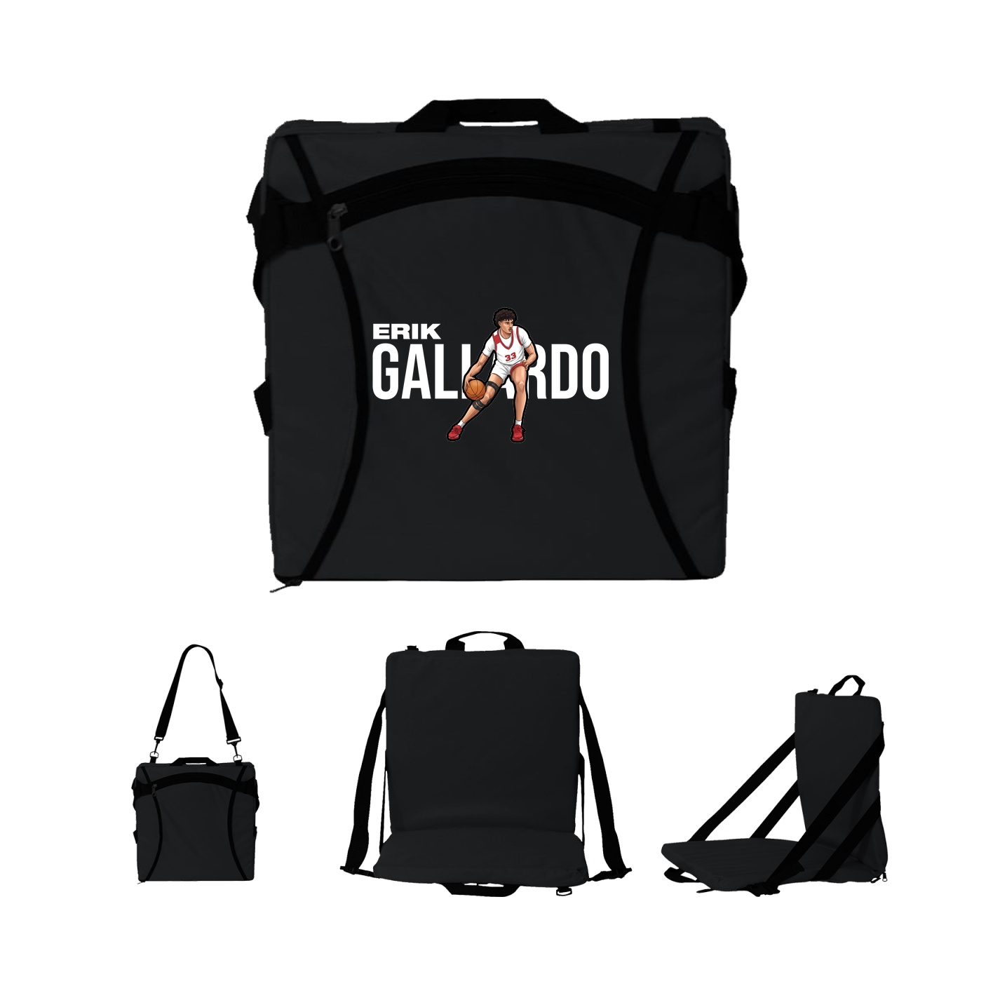 Folding Stadium Seat — Player Name in Black