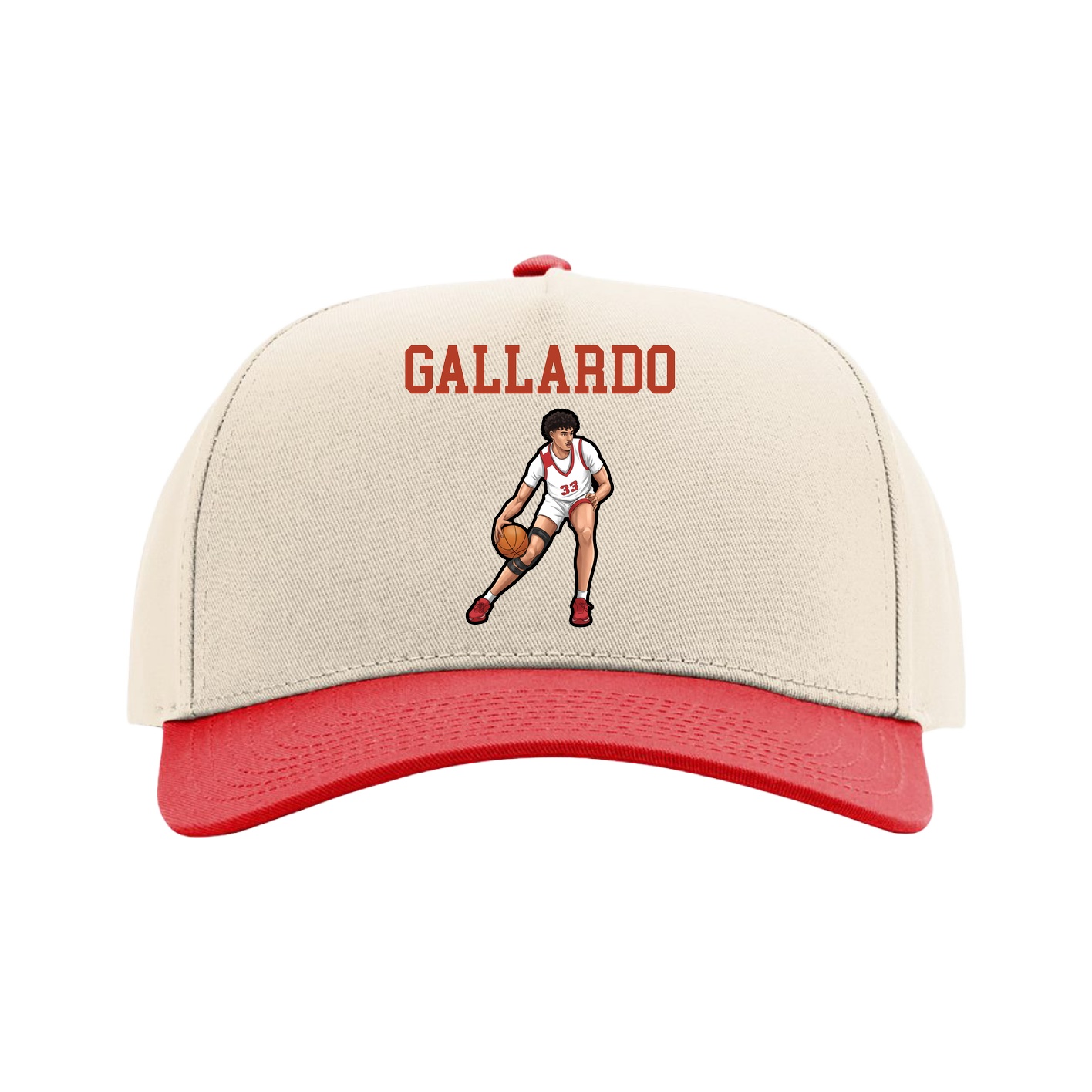 Full Fabric Five-Panel Champ Cap — Shirsey in Cream/Red