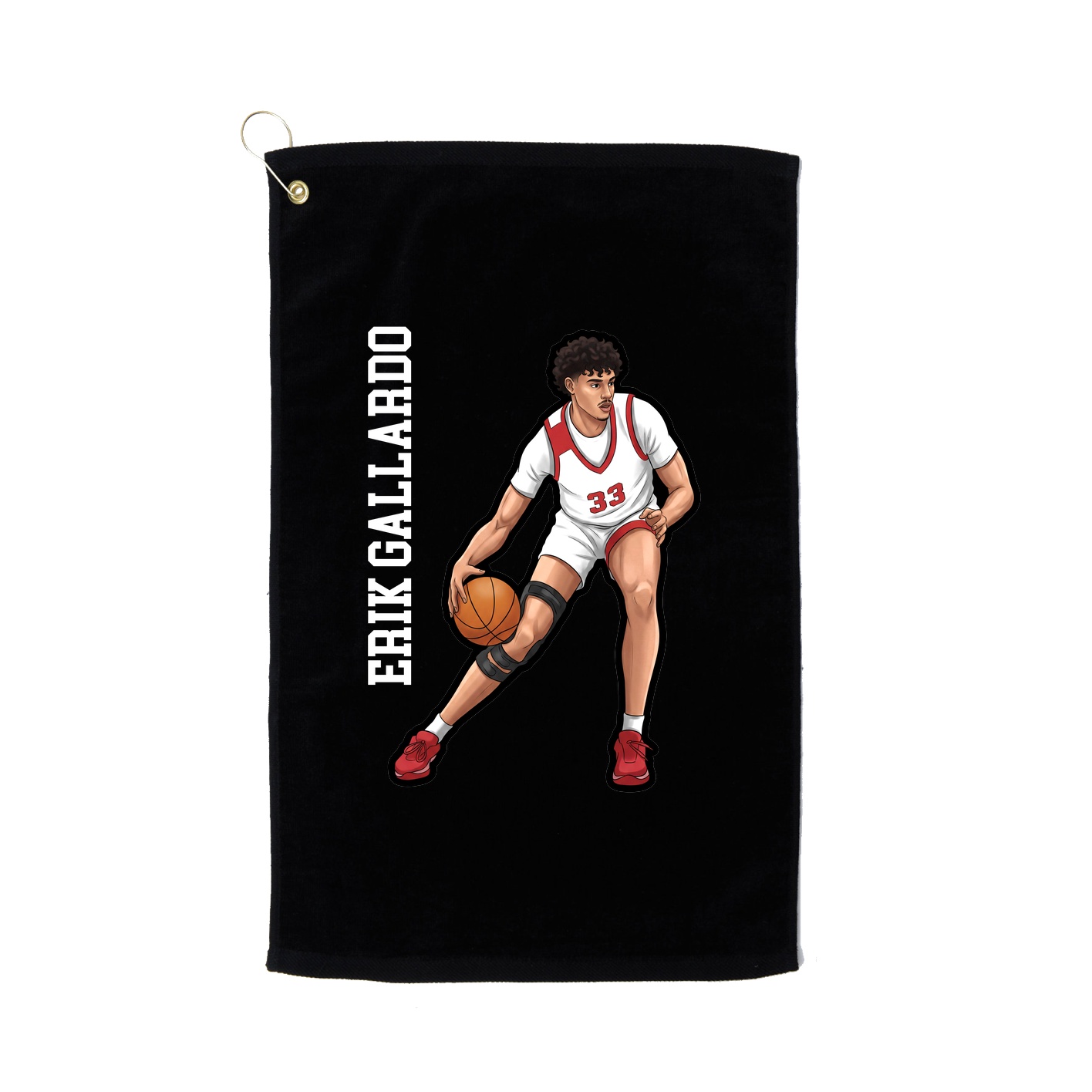 Golf Towel — Name Vertical in Black