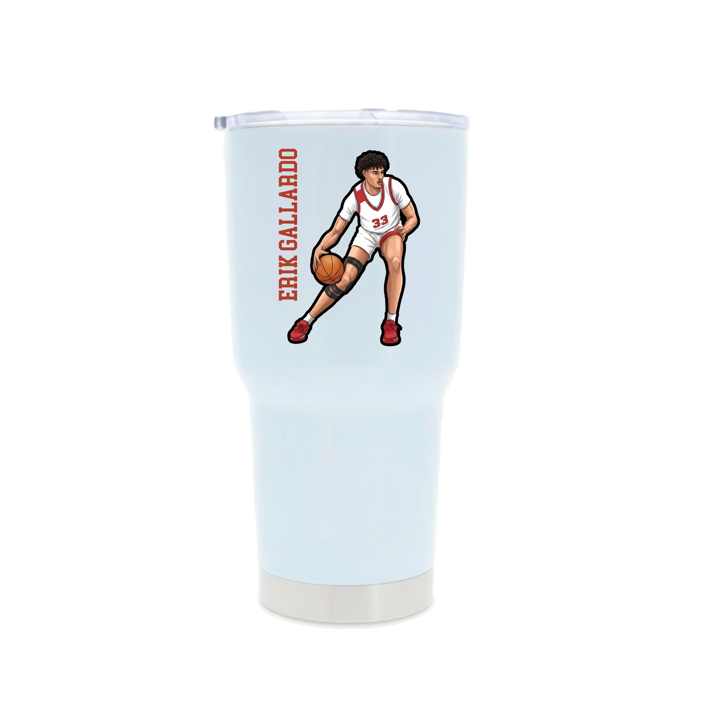 30oz Stainless Steel Tumbler — Name Vertical in White