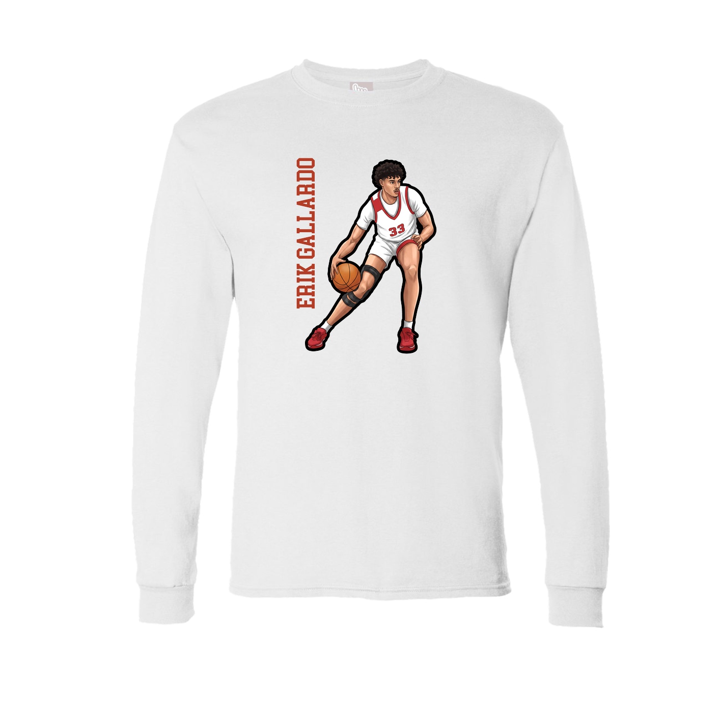 Long Sleeve Tee — Name Vertical in White