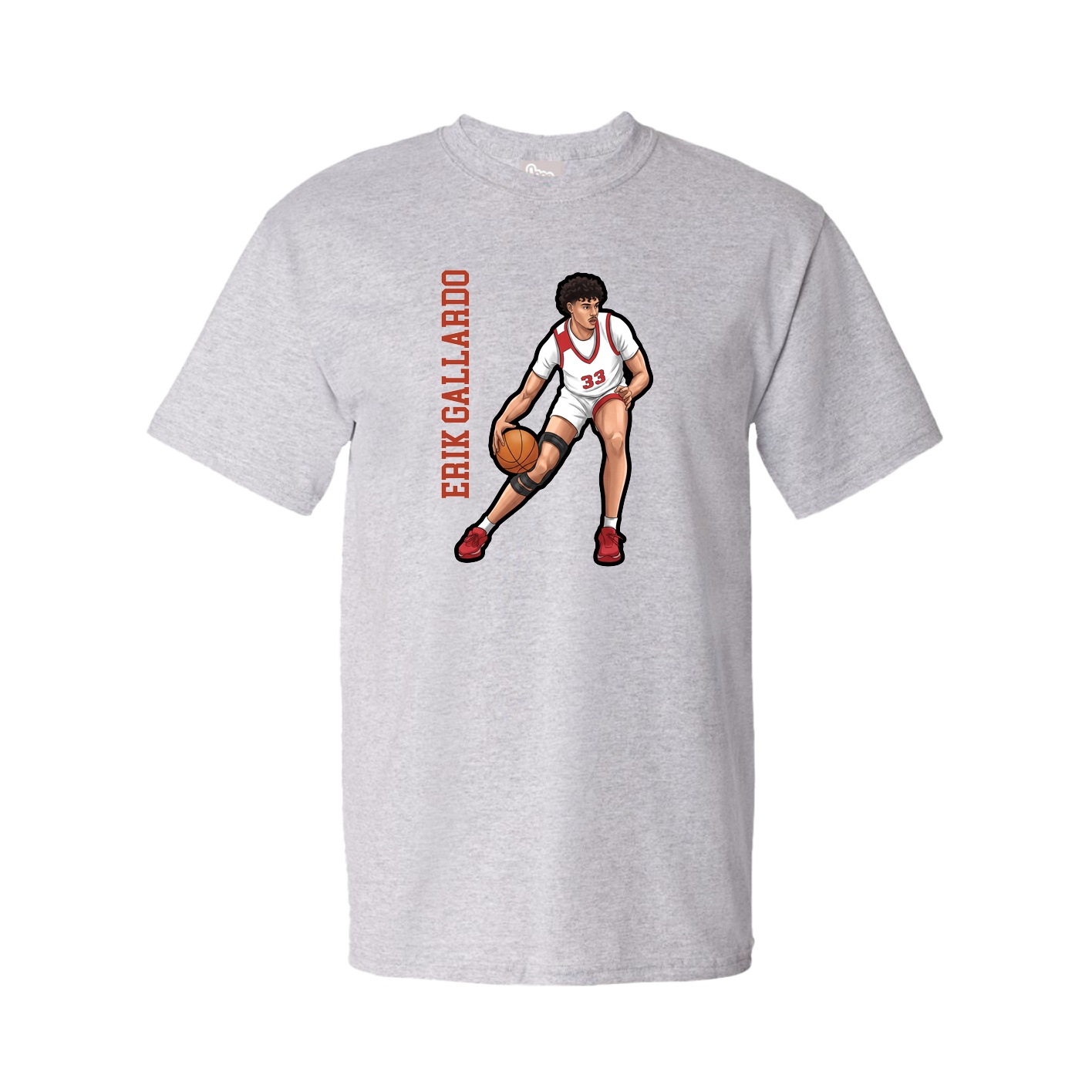 Youth Tee — Name Vertical in Grey