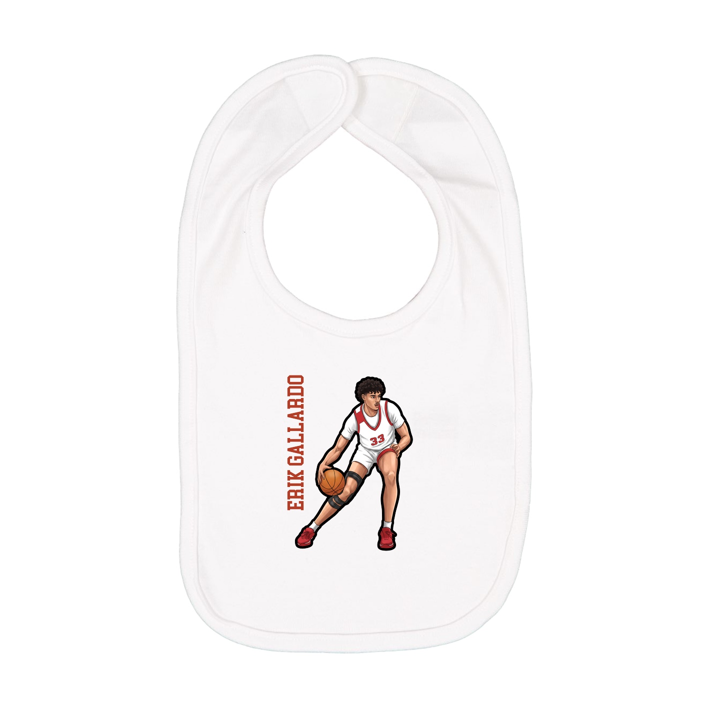 Infant Bib — Name Vertical in White