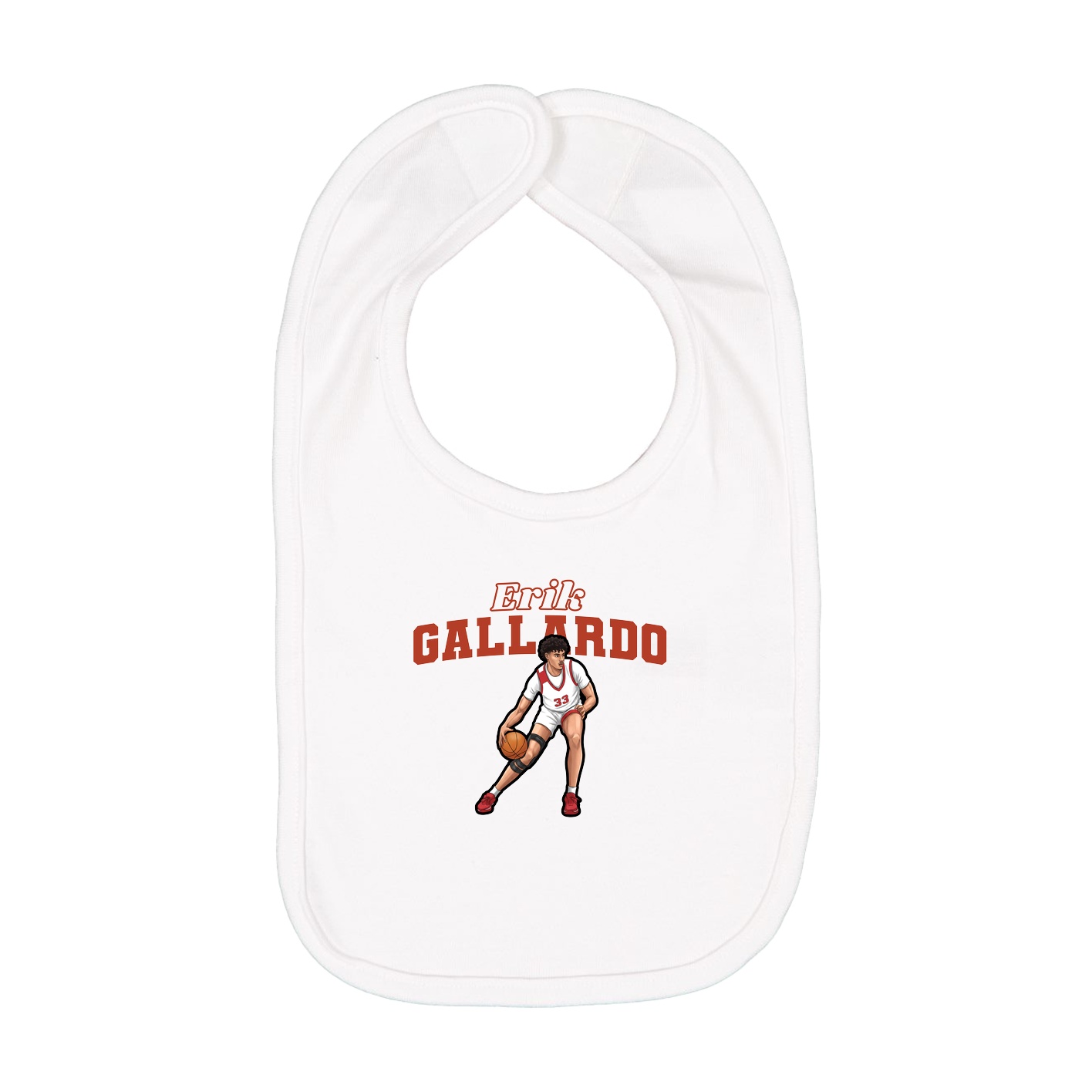 Infant Bib — Name Arch in White