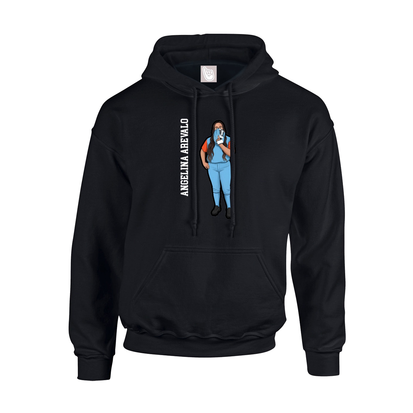 Hoodie — Name Vertical in Black