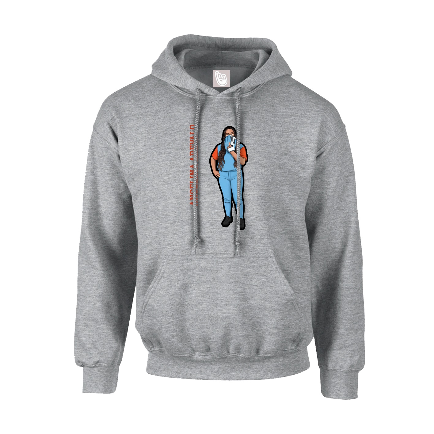 Youth Hoodie — Name Vertical in Grey