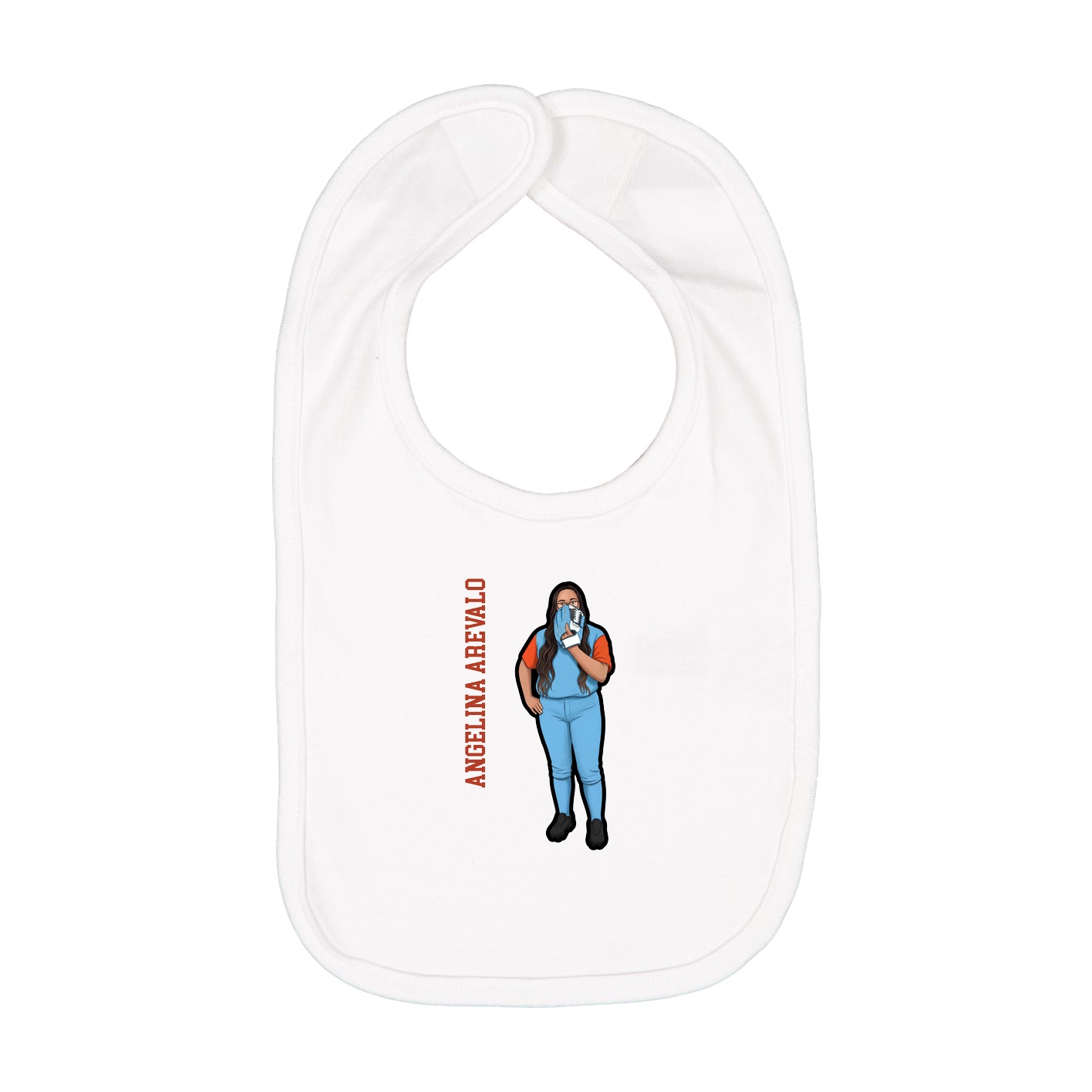 Infant Bib — Name Vertical in White