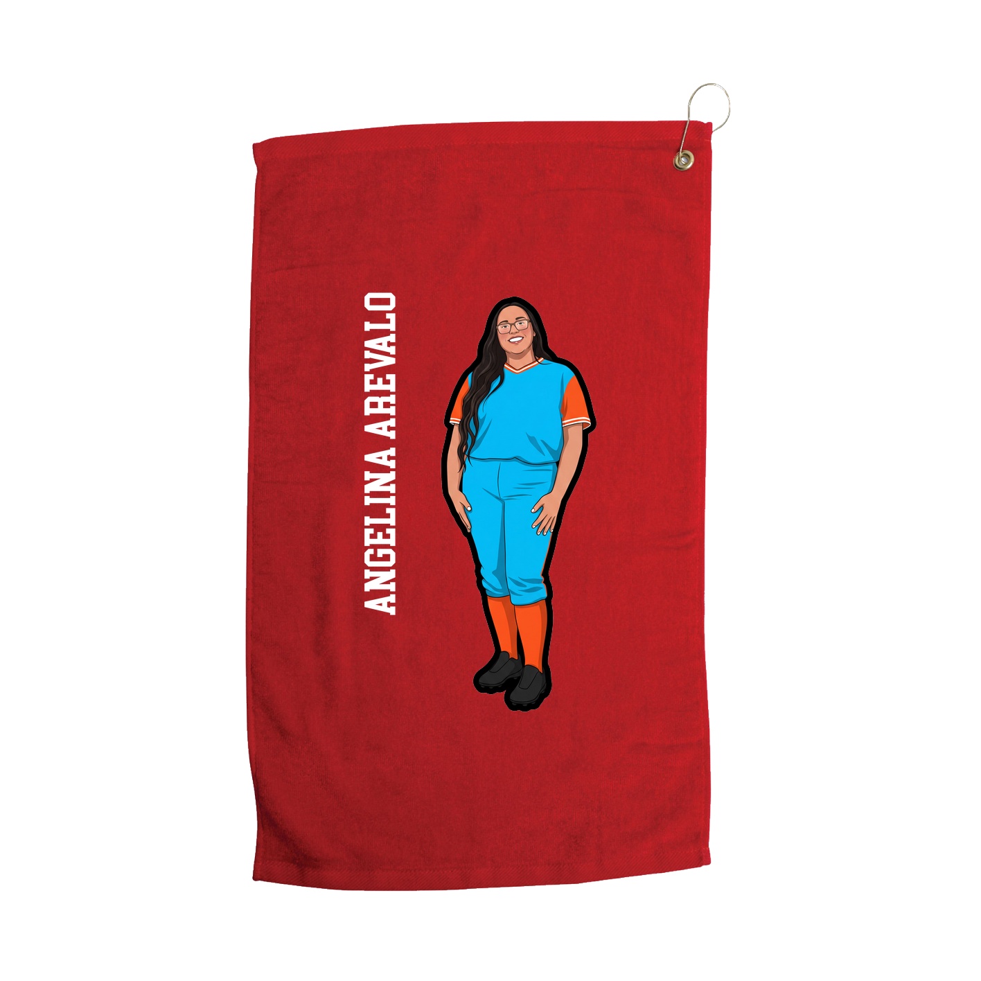 Golf Towel — Name Vertical in Red