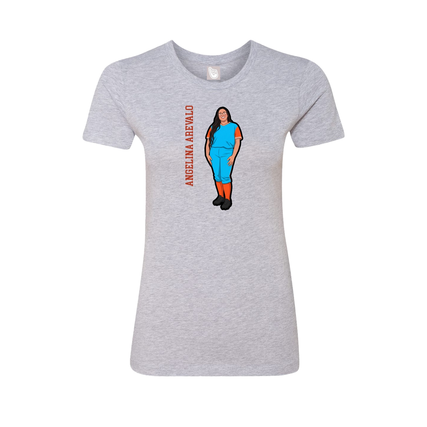 Fitted Women's Tee — Name Vertical in Grey