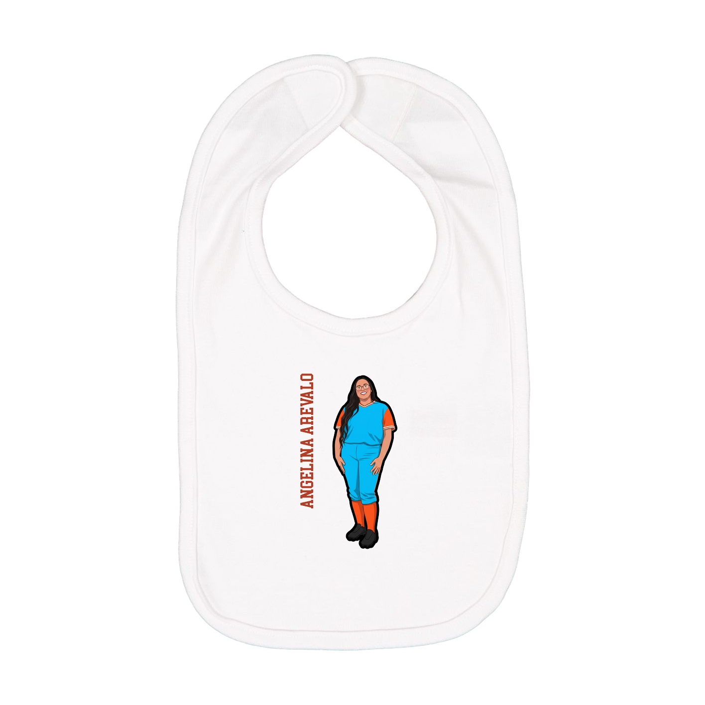 Infant Bib — Name Vertical in White