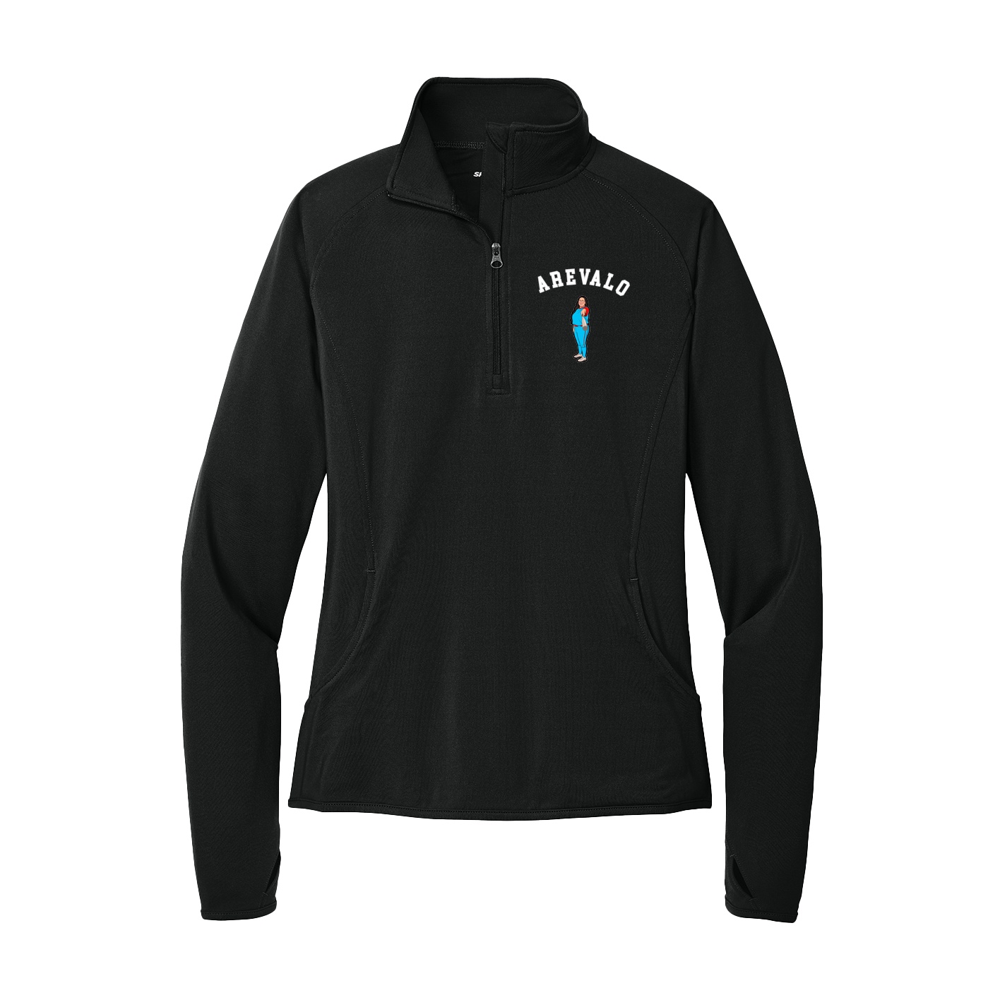 Women's Q-Zip Pullover — Shirsey Arch in Black