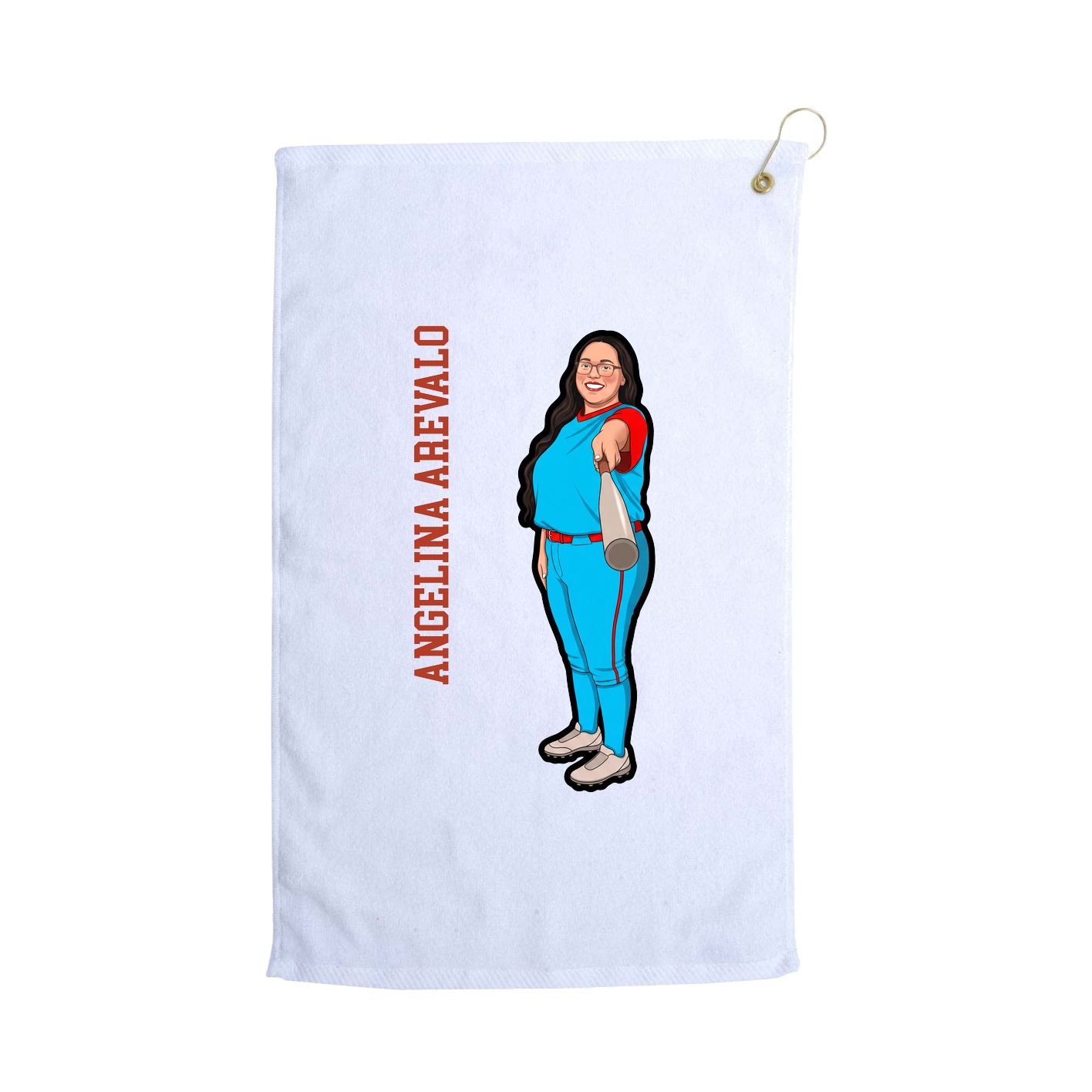 Golf Towel — Name Vertical in White