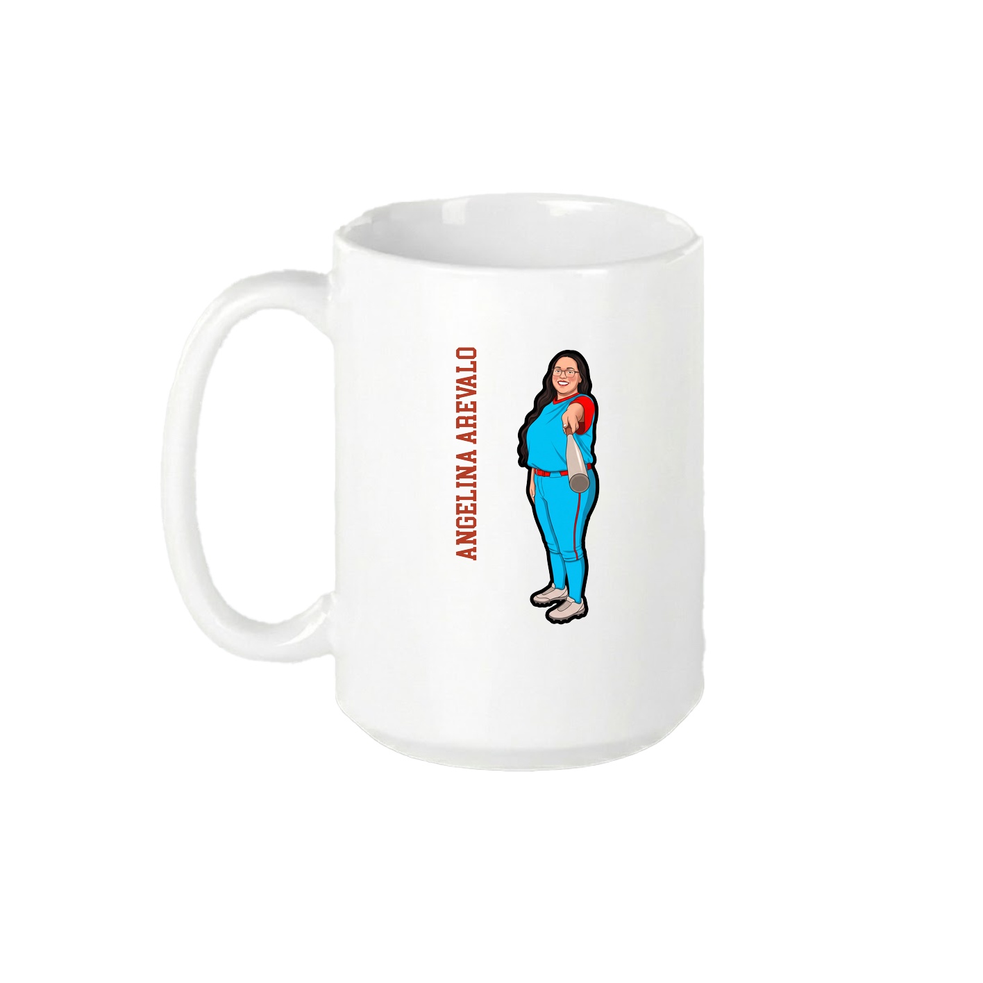 15oz Coffee Mug — Name Vertical in White