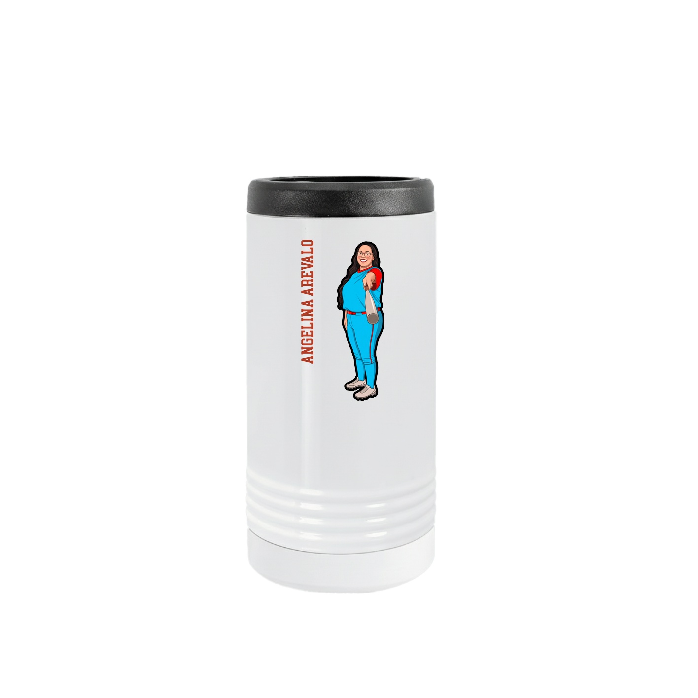 Slim Beverage Holder — Name Vertical in White