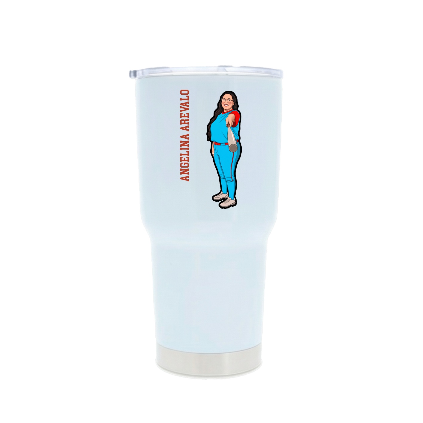 30oz Stainless Steel Tumbler — Name Vertical in White