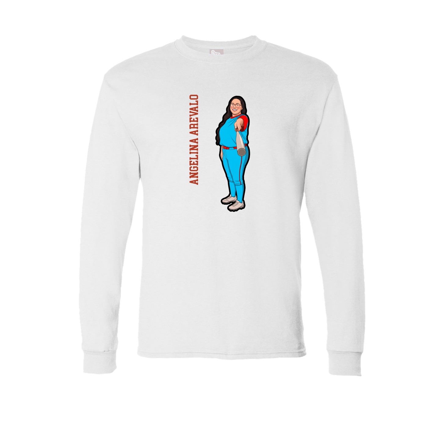 Long Sleeve Tee — Name Vertical in White