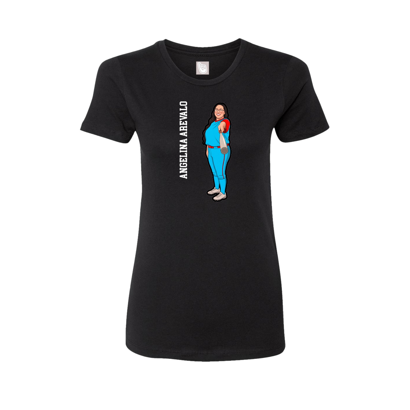 Fitted Women's Tee — Name Vertical in Black