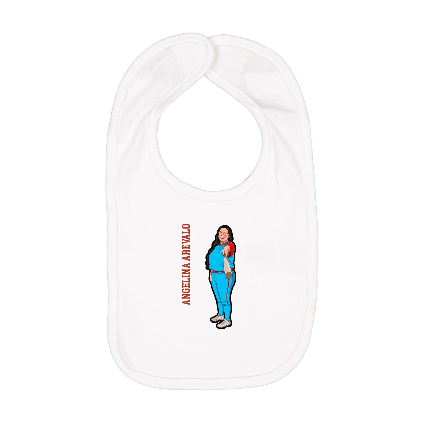 Infant Bib — Name Vertical in White