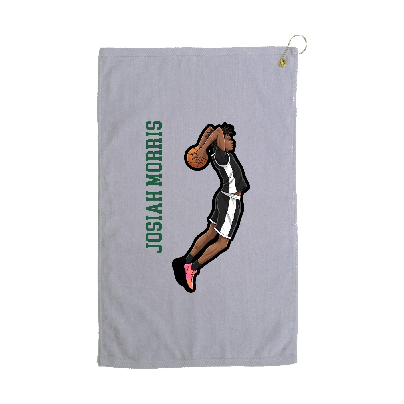 Golf Towel — Name Vertical in Grey