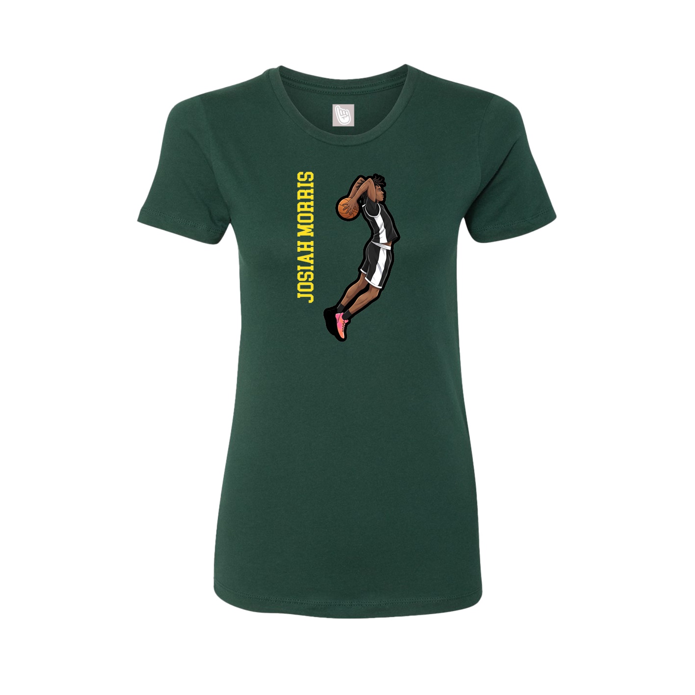 Fitted Women's Tee — Name Vertical in Green