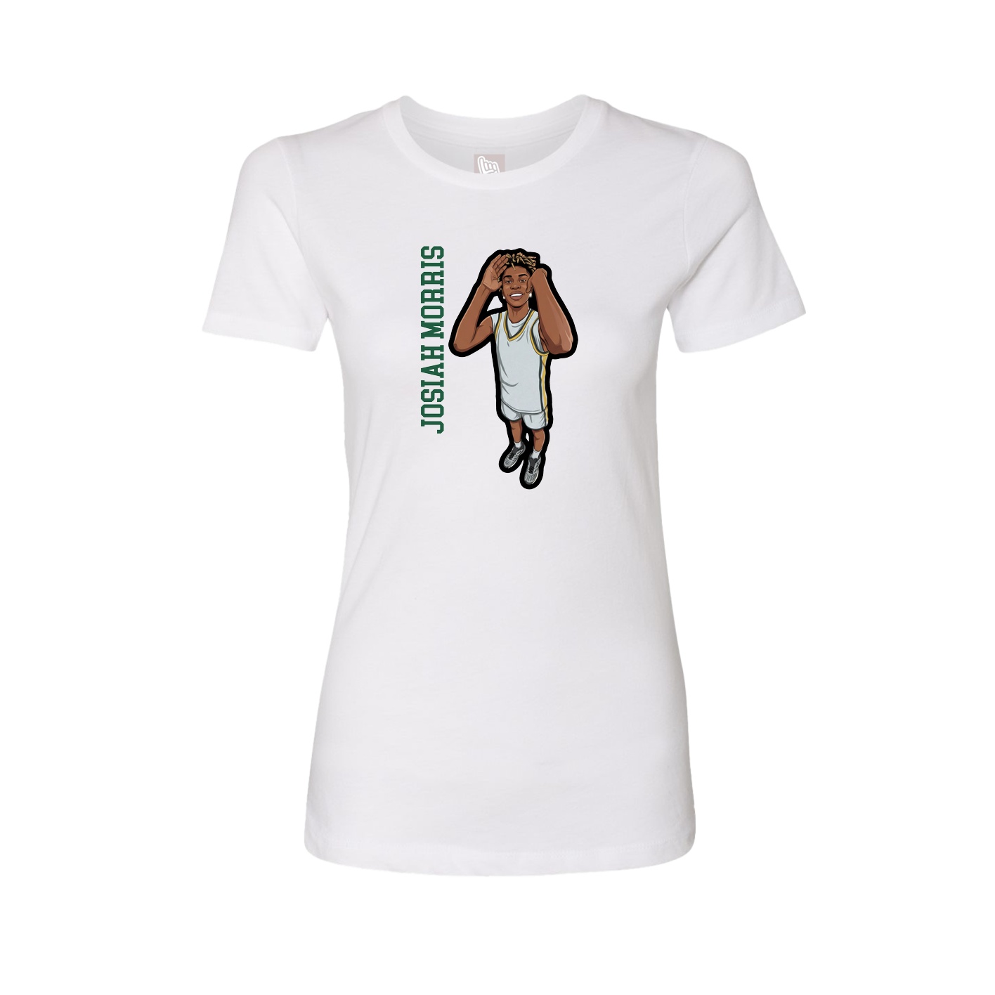 Fitted Women's Tee — Name Vertical in White