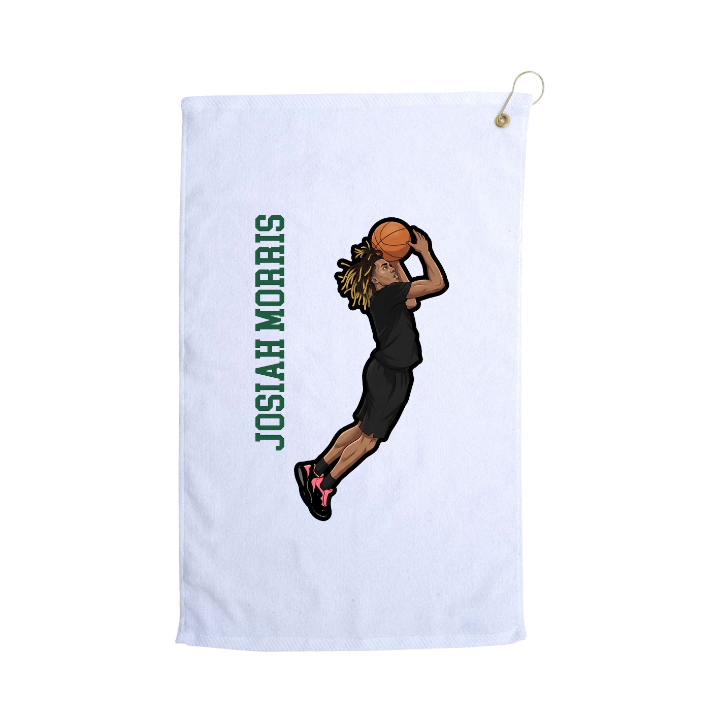 Golf Towel — Name Vertical in White