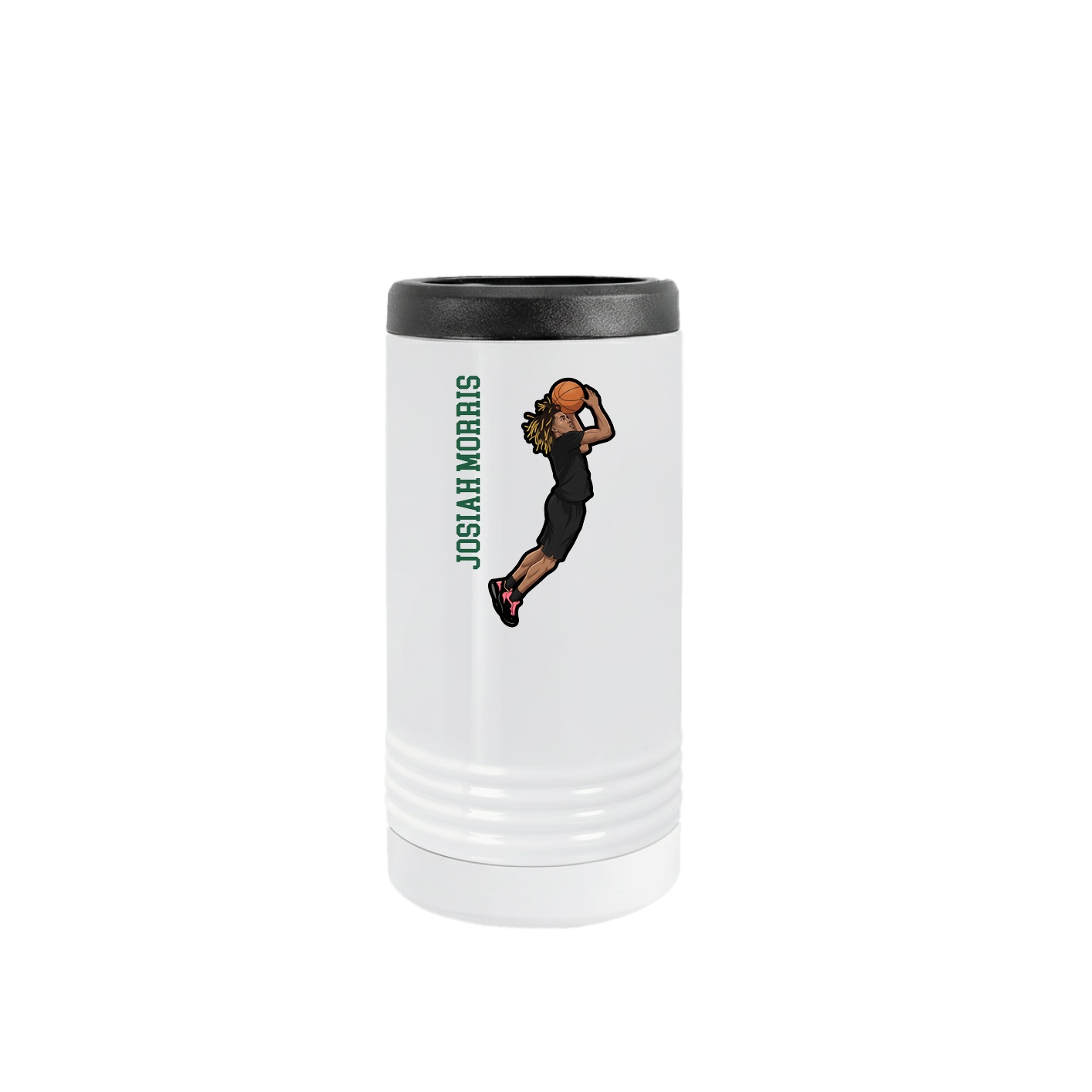 Slim Beverage Holder — Name Vertical in White