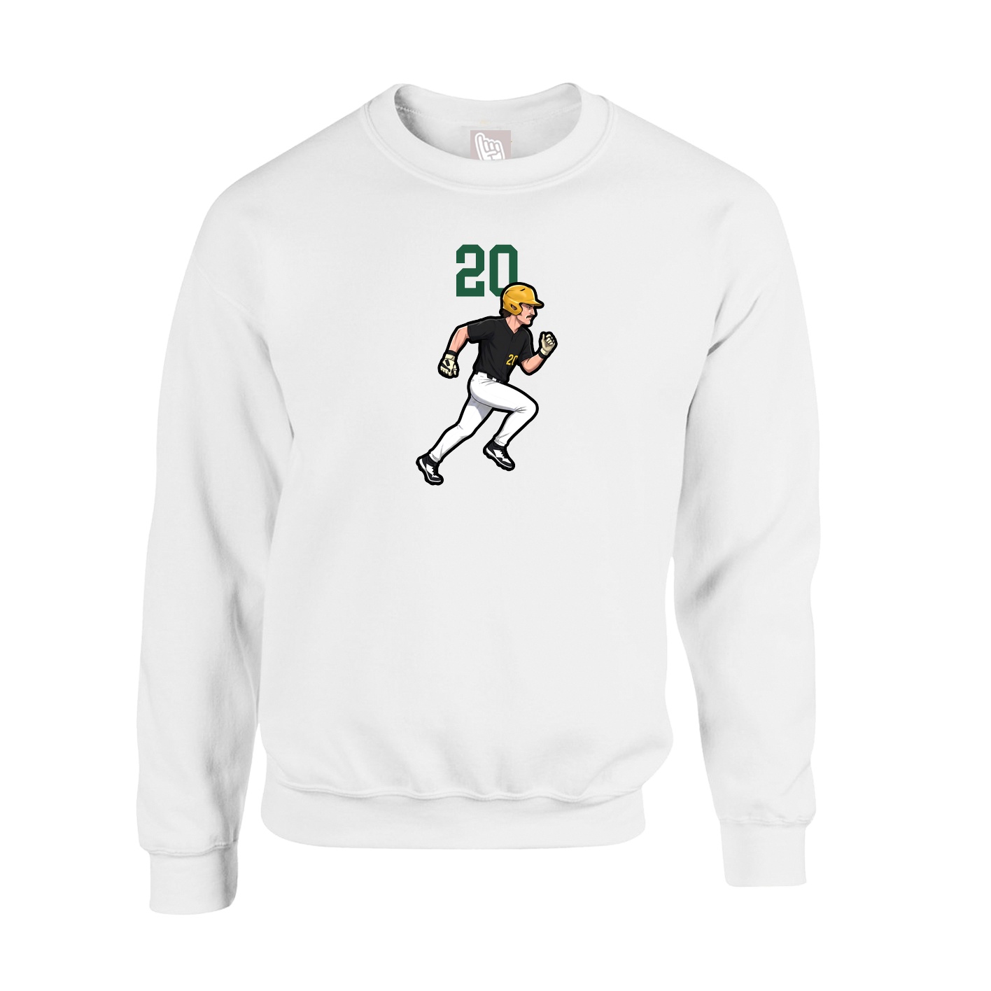 Fleece Crew — Number Top in White