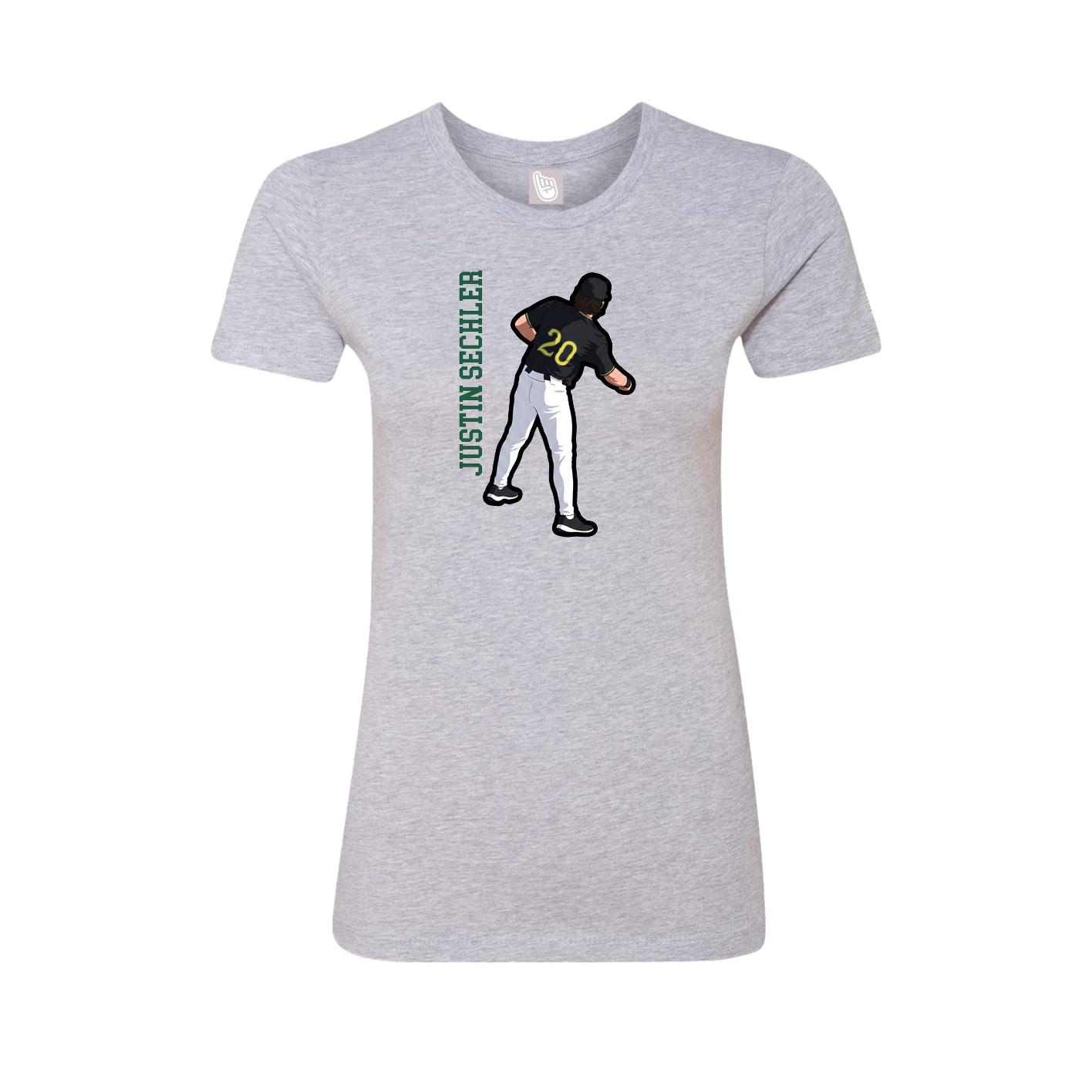 Fitted Women's Tee — Name Vertical in Grey