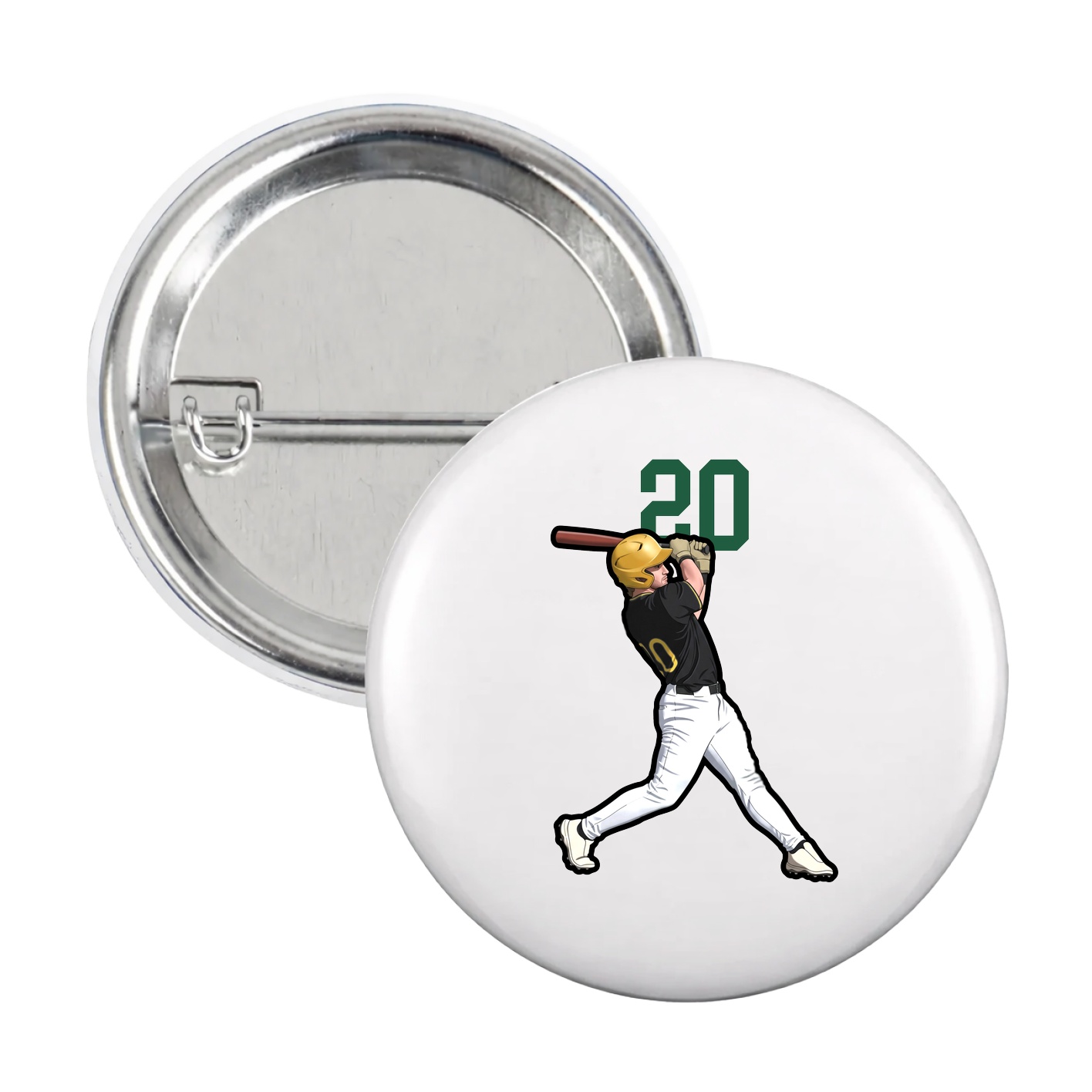 Game Day Button — Number Top in White