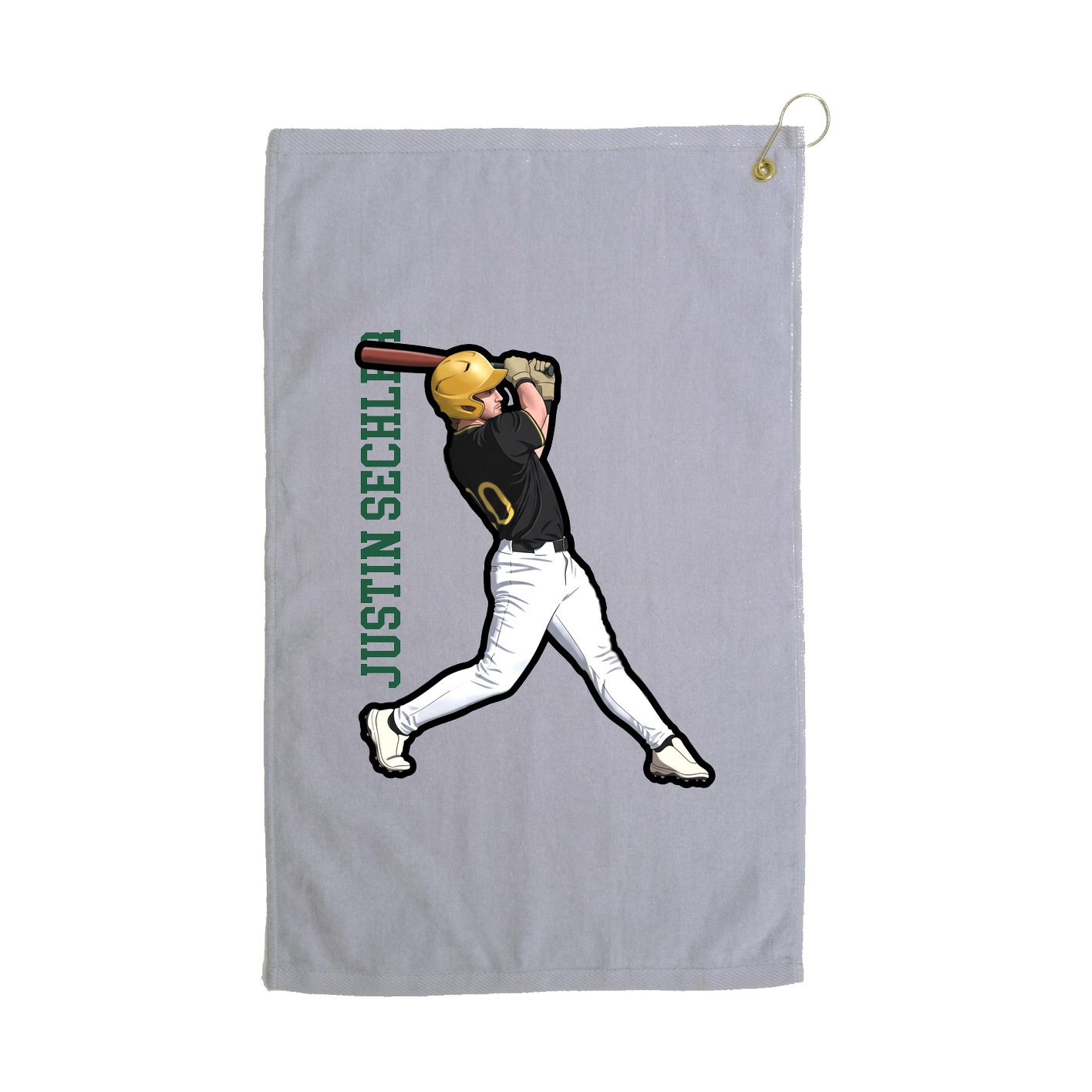 Golf Towel — Name Vertical in Grey