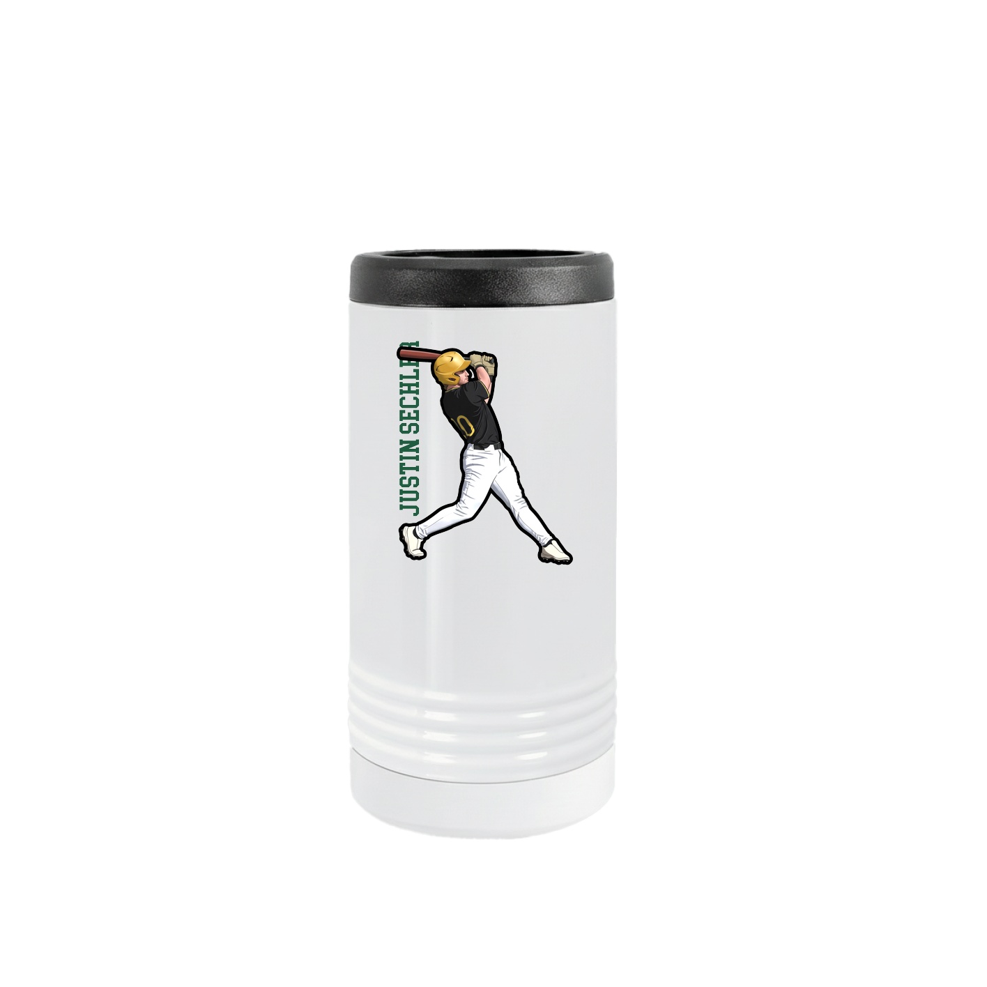 Slim Beverage Holder — Name Vertical in White