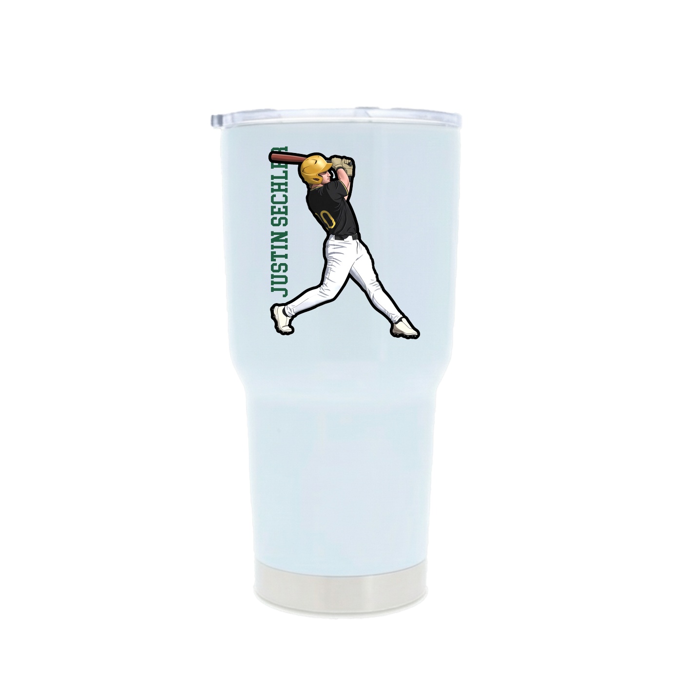 30oz Stainless Steel Tumbler — Name Vertical in White