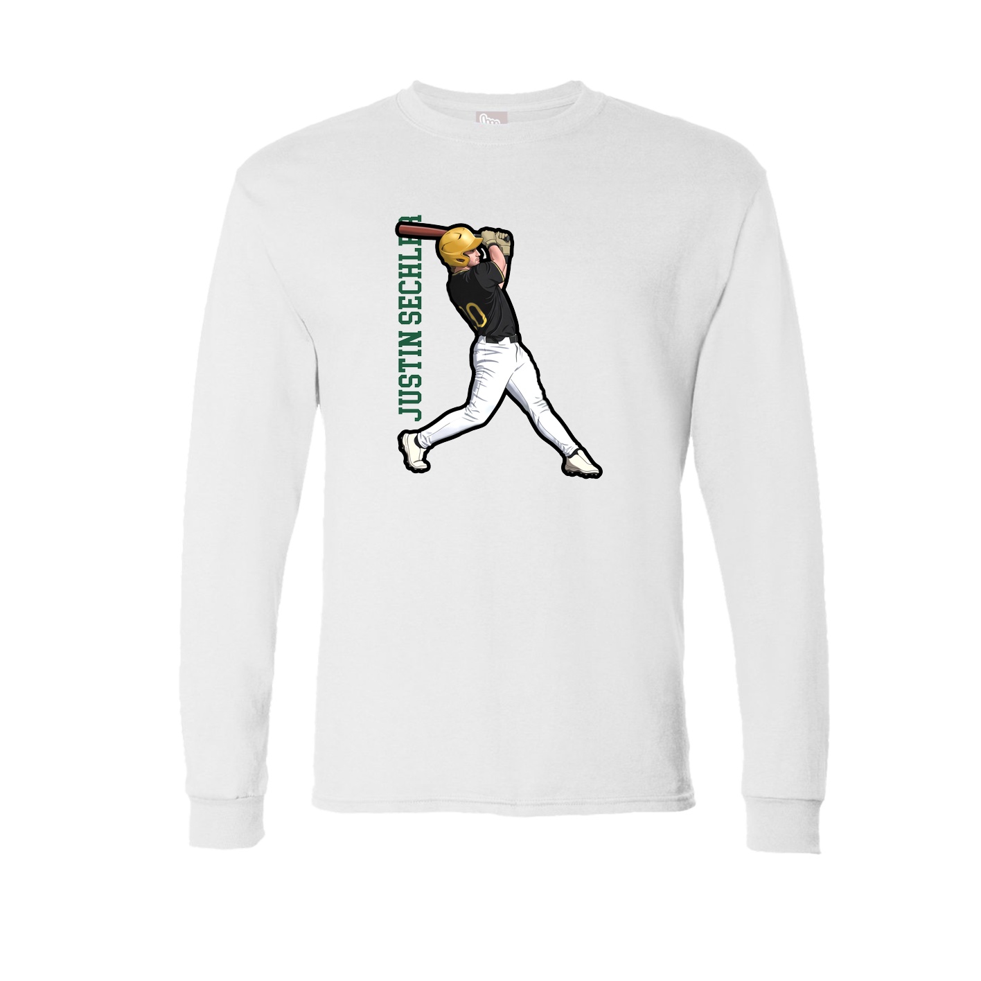 Long Sleeve Tee — Name Vertical in White