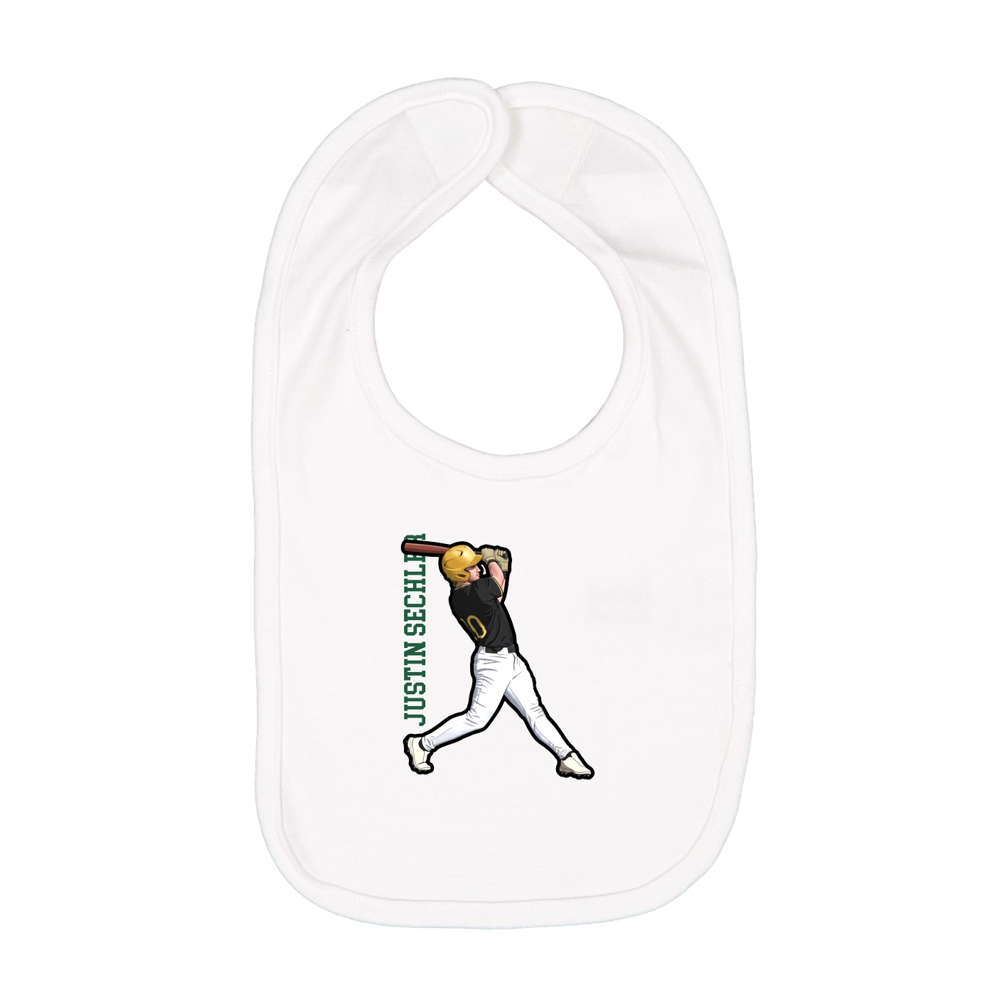 Infant Bib — Name Vertical in White