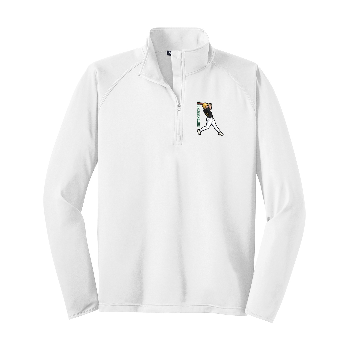 Q-Zip Pullover — Name Vertical in White