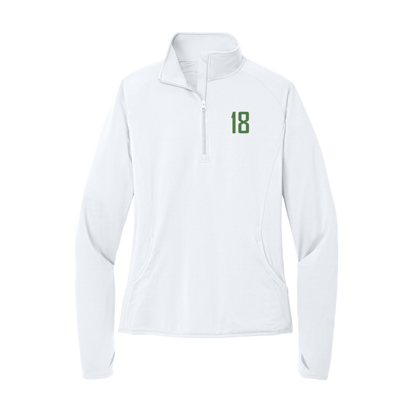 Women's Q-Zip Pullover — Front Shirsy in White